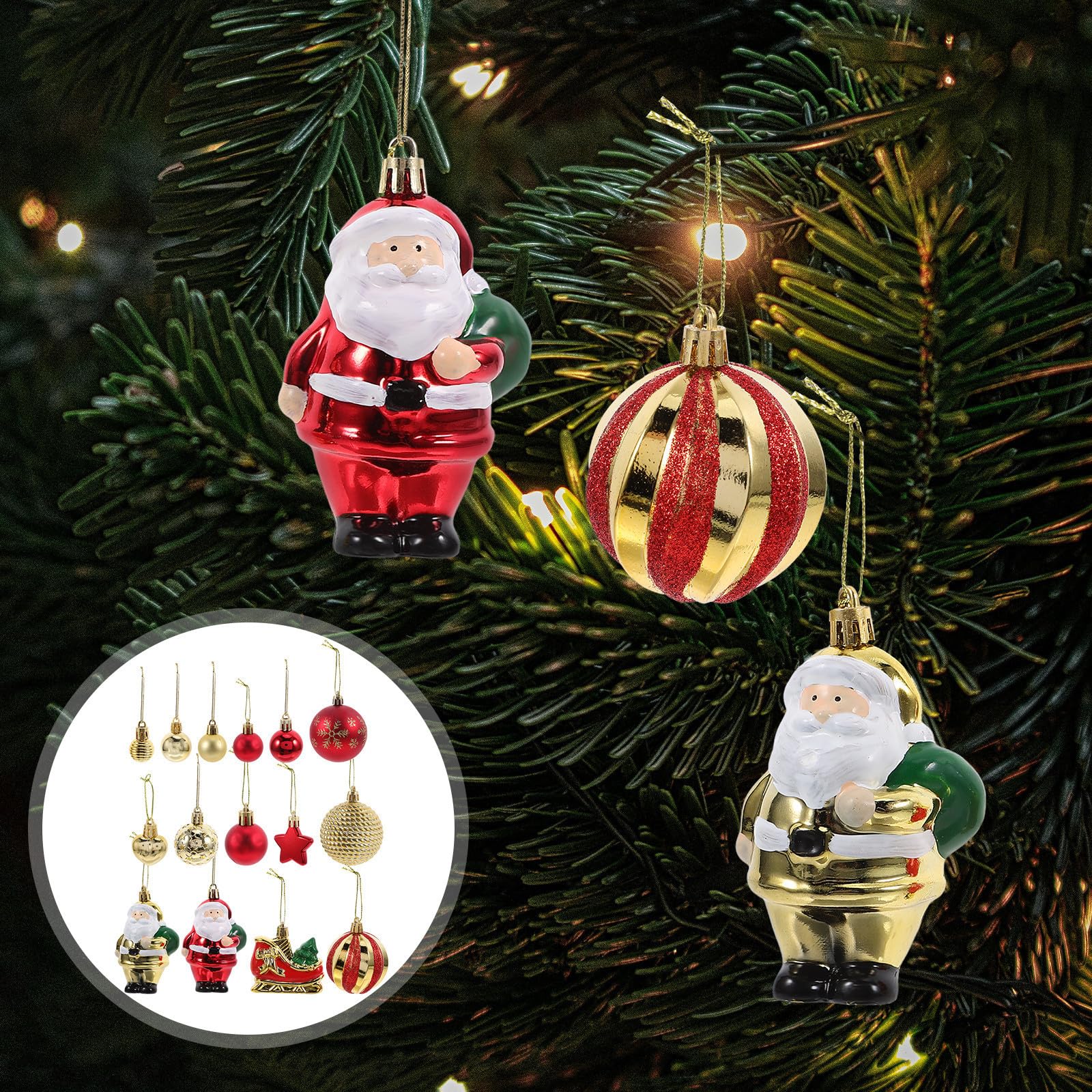 Toyvian 360 Pezzi Palline Natalizie per Albero di Natale, Rosso