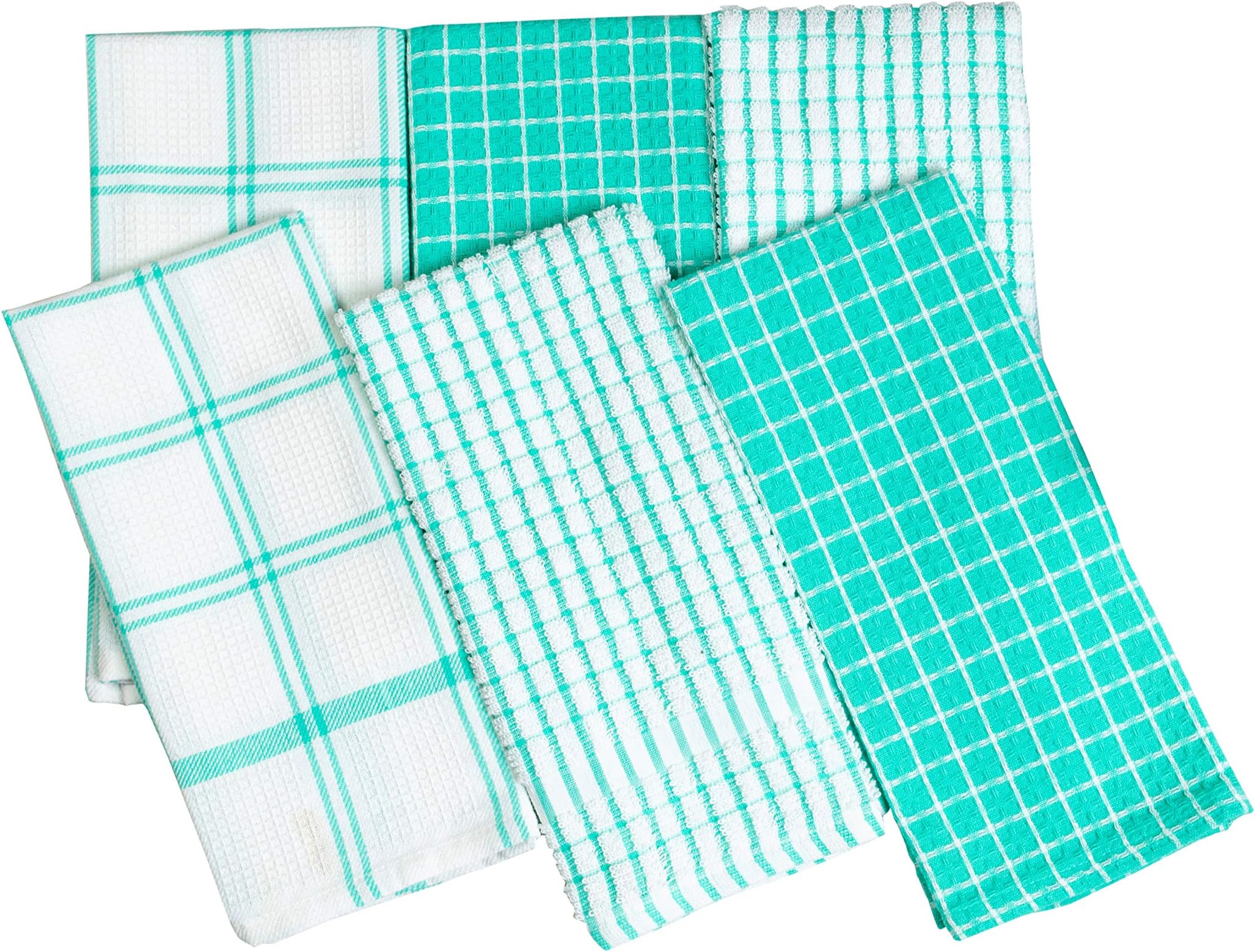 Pixel Home 6 Pieces Cotton 250 GSM Multi-Purpose Terry and Waffle Dish Cloths Kitchen Wiping Cleaning Towel (Set of 6, Multicolor) (Pink) (Green)