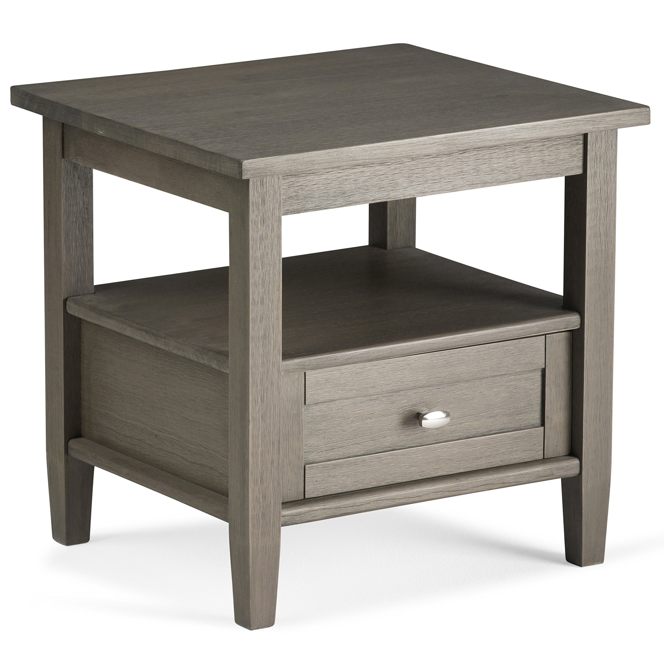 SIMPLIHOME Warm Shaker SOLID WOOD 20 inch wide Rectangle Rustic Contemporary End Side Table in Farmhouse Grey with Storage, 1 Drawer and 1 Shelf, for the Living Room and Bedroom