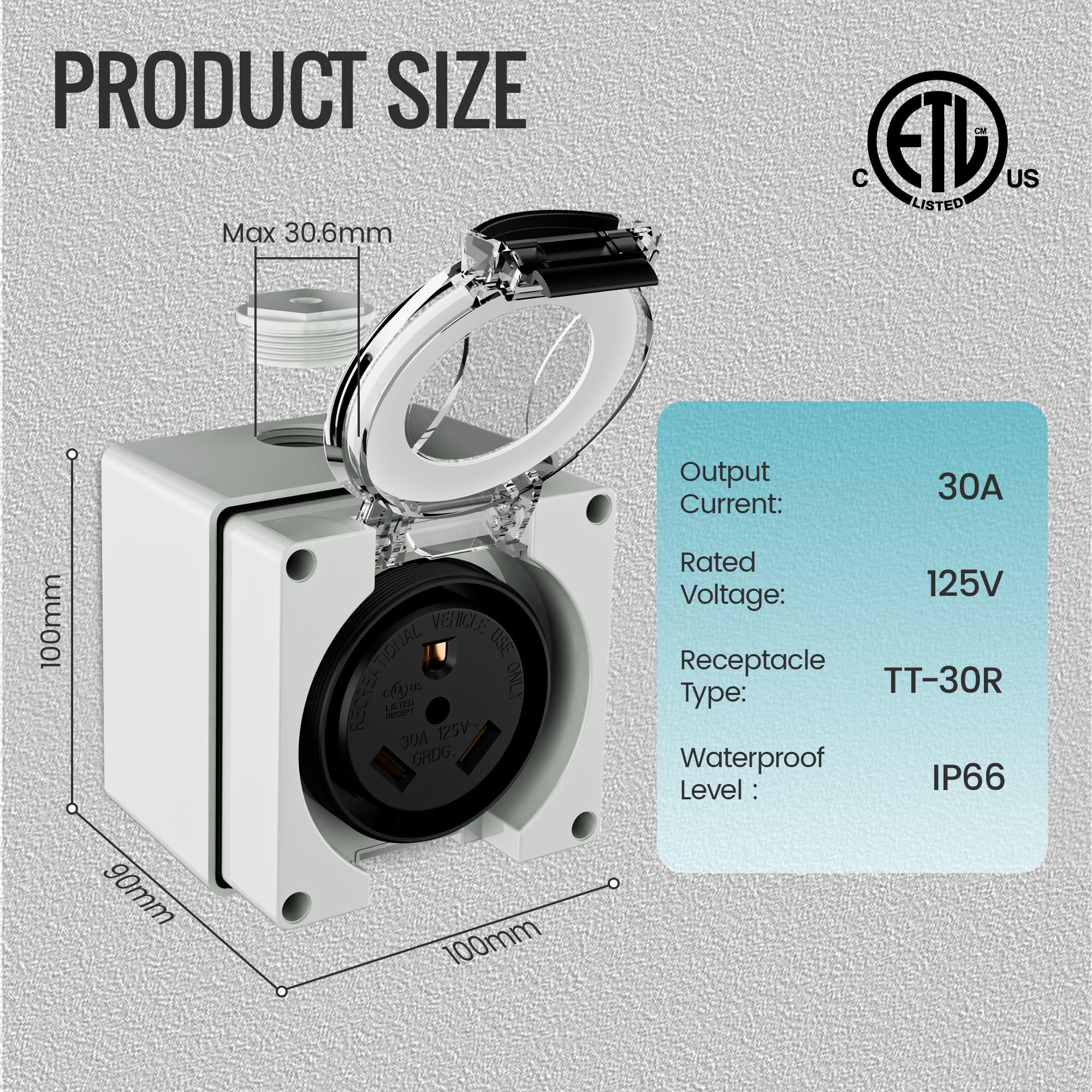 Amazon.com: 30Amp RV Power Outlet Box, NEMA TT-30R Receptacle