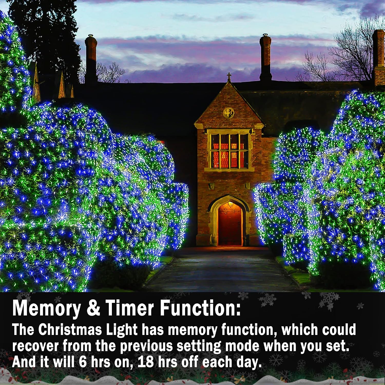 KNONEW Christmas Net Lights 360 LEDs 13ft x 6.6ft Outdoor Mesh Lights Connectable Waterproof 8 Modes & Timer Remote Plug-in Net Fairy Lights for Bushes Garden Party Wedding Holiday,Blue and Green