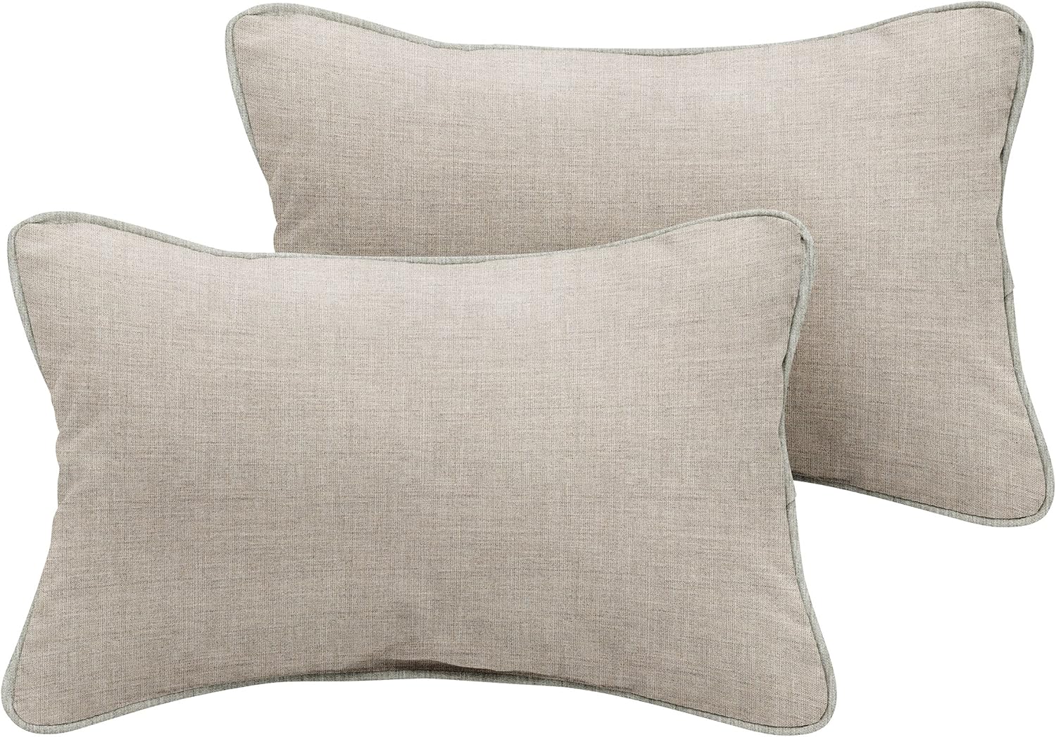 Mozaic Company Sunbrella Indoor/ Outdoor 18" x 12" Corded Lumbar Pillows, Cast Silver, Set of 2
