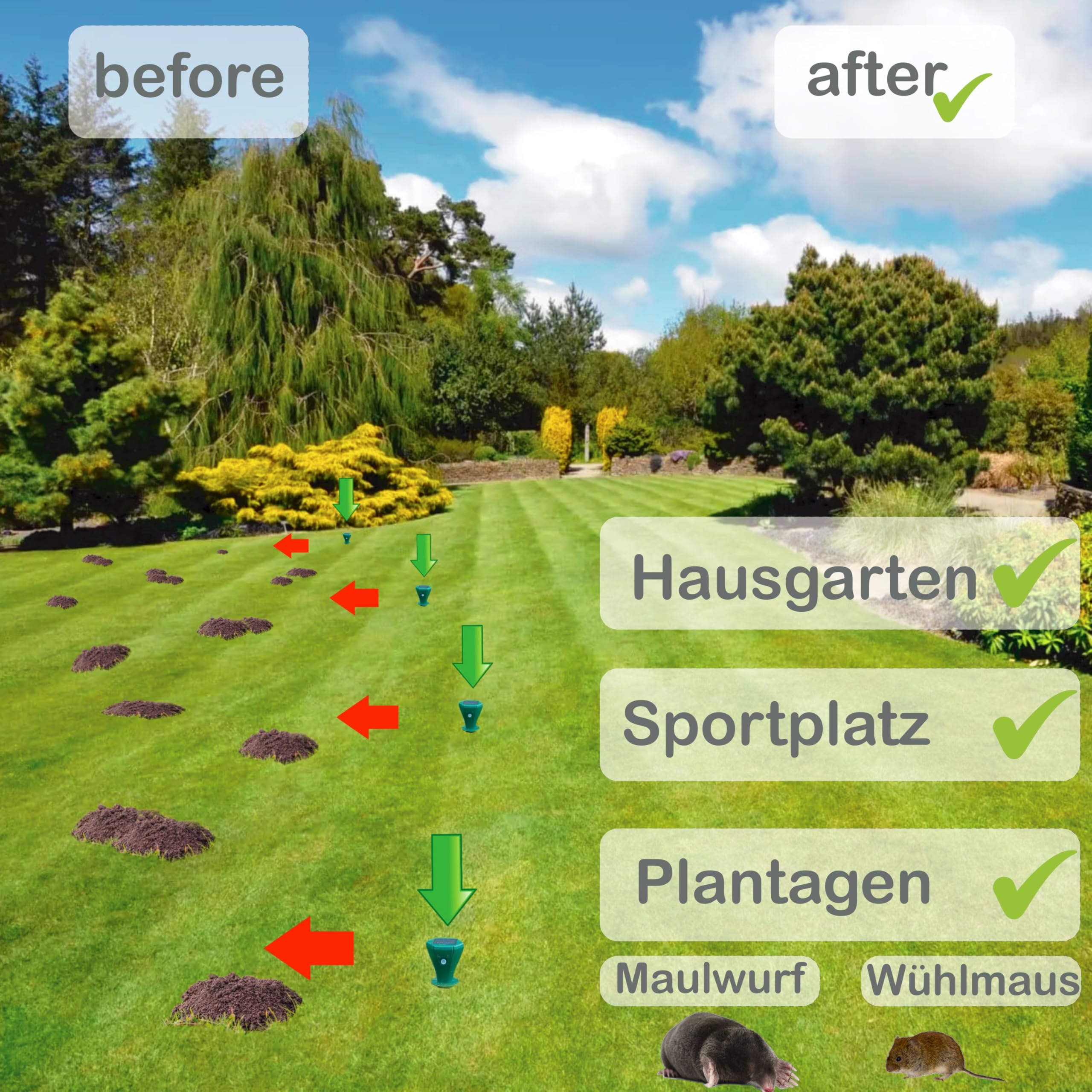 EdenGardens 2er Pack SOLAR MOLE Repeller Maulwurf Vertreiber bestes Mittel gegen Wühlmäuse & Maulwurf - Maulwurfschreck Maulwurf vertreiben