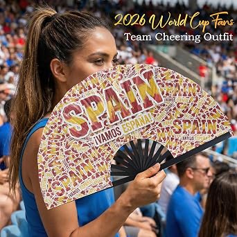 Country Printing Folding Hand Fan 4th of July Outfits for Women World Soccer Cup 2026 Merchandise Patriotic Decorations