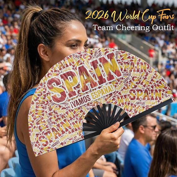 Country Printing Folding Hand Fan 4th of July Outfits for Women World Soccer Cup 2026 Merchandise Patriotic Decorations