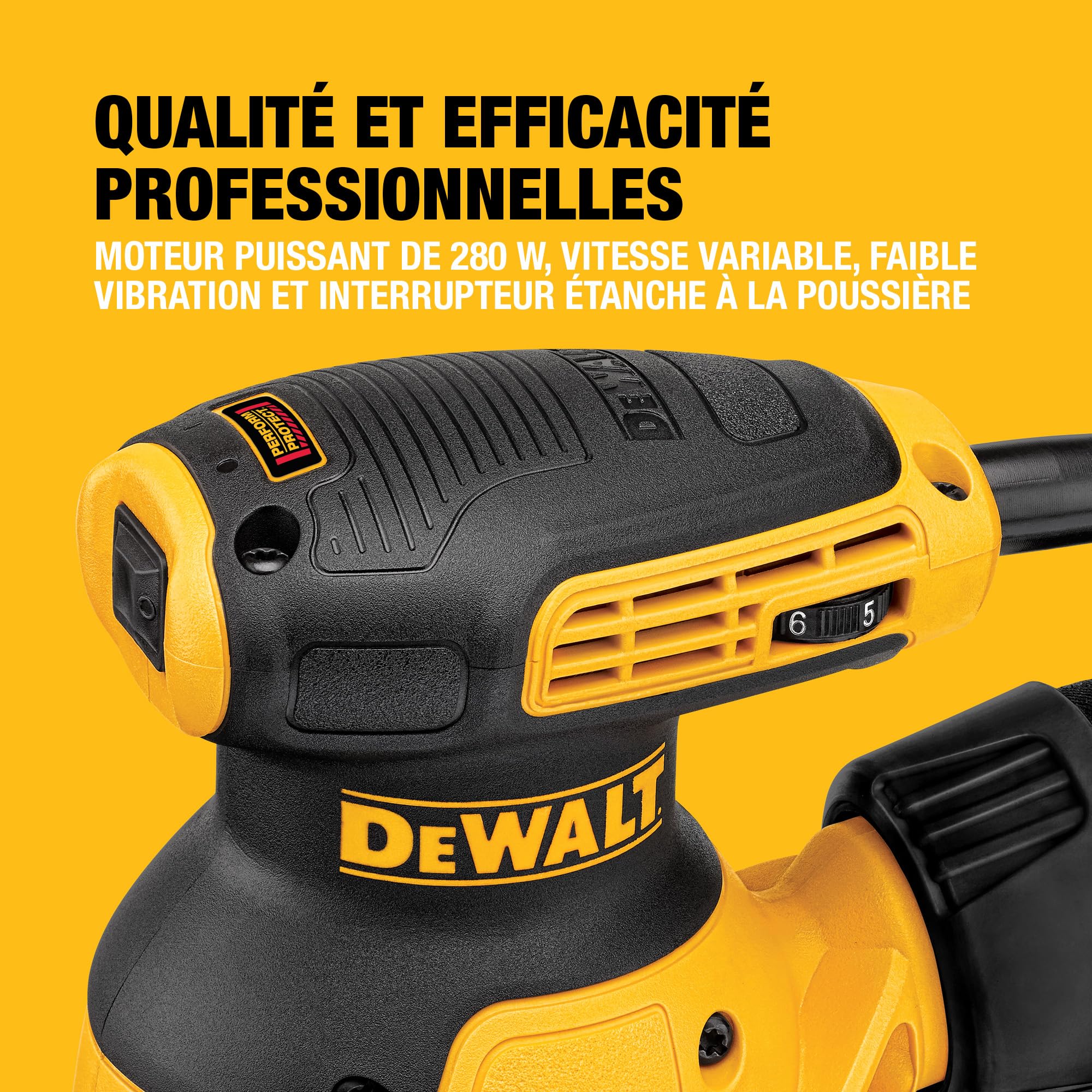 DEWALT Ponceuse excentrique filaire, 280W, 125 mm, DWE6423-QS