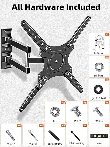 Miniatura 7 de Nuevo soporte de pared para TV de movimiento completo 2025 para la mayoría de televisores de 26 a 55 pulgadas, soporte de TV giratorio e inclinable