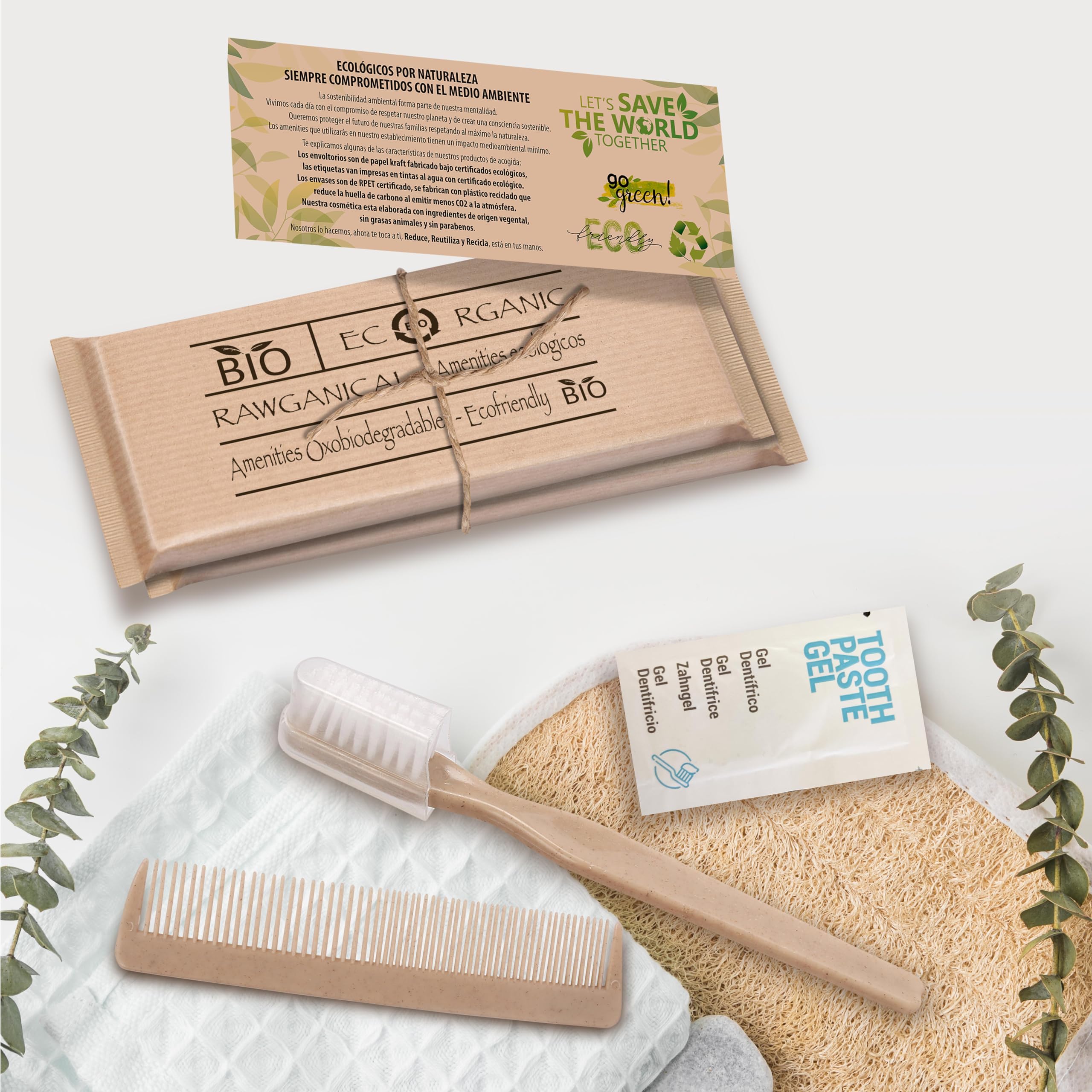 100 Sets Zahnbürste und Zahnpasta mit Kamm | Umweltfreundliches Zahnpflege-Set + Antistatischer Kamm einzeln verpackt | Amenty Kit für Hotels, Reisen und Stellen | 100 Kits