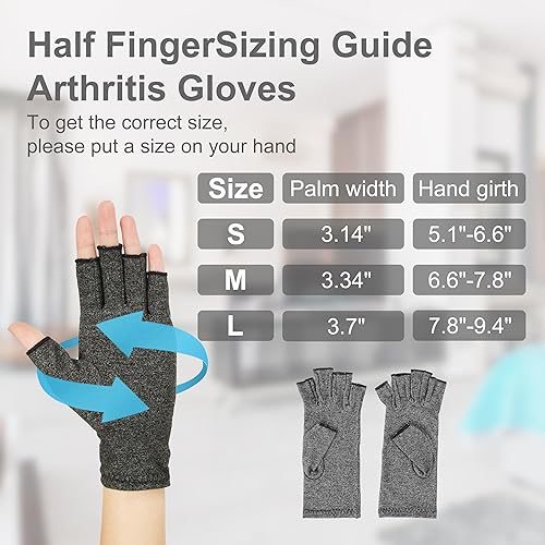 Miniatura 5 de Guantes de artritis para mujer para el dolor, túnel carpiano, ligeros, tendinitis para mujeres y hombres para aliviar el dolor (gris, pequeño, 1 par)