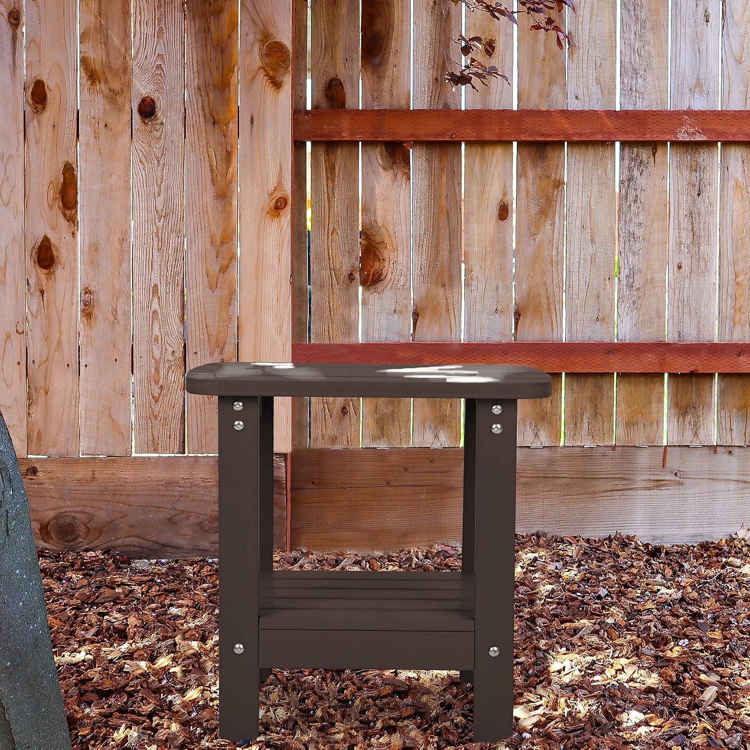 Patio Watcher Outdoor Rectangular Adirondack Side Table, Weather Resistant Poly Lumber End Table(Coffee)