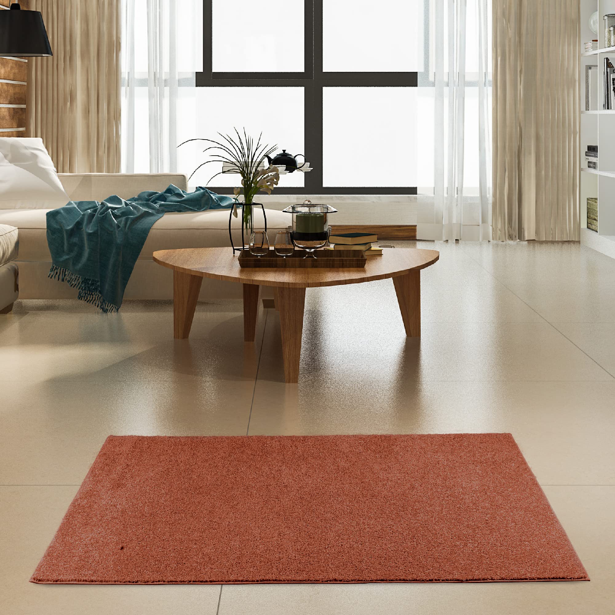 Amazon.com: Ambiant Pet Friendly Solid Color Area Rugs Rust - 3' x