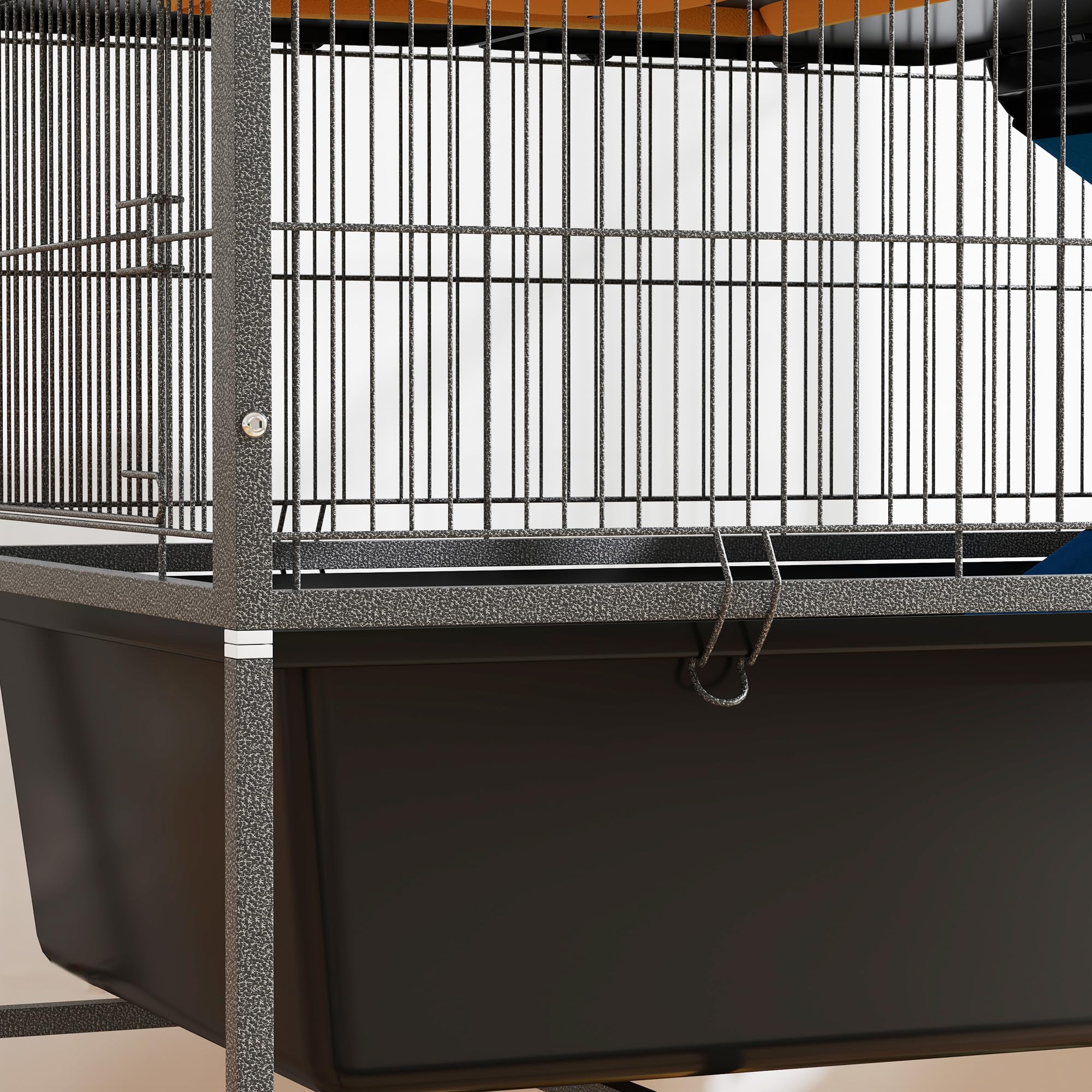 PawHut Jaula Grande para Hurones de 3 Niveles Jaula para Conejos con Ruedas Rampas Hamaca y Bandeja Extraíble Jaula para Animales Pequeños Roedores Chinchillas 88x48x102 cm Gris Oscuro