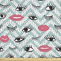 Vista 37 de Lunarable Tela suculenta de The Yard, flores en acuarela estilo pintura coloridas flores de primavera tema de jardinería, tela de microfibra