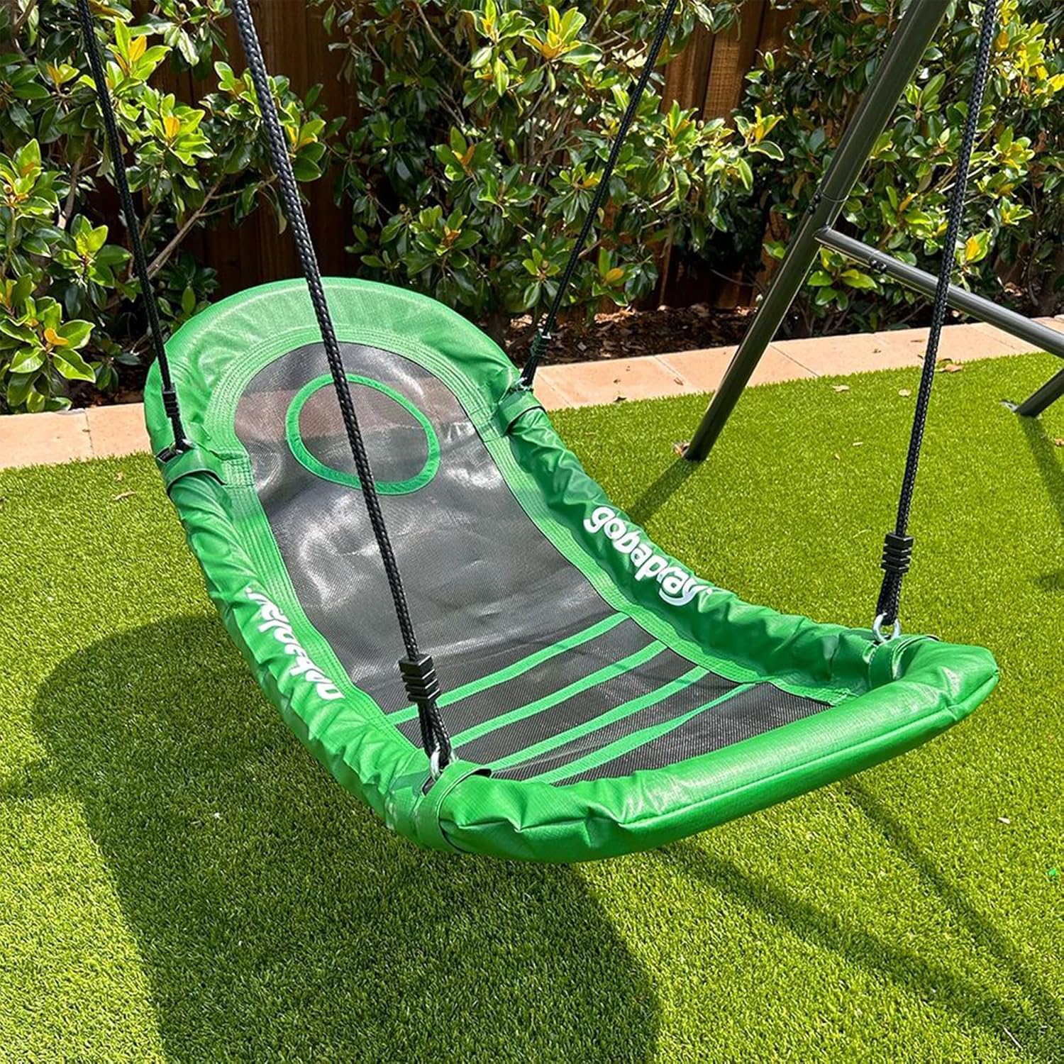 gobaplay FlyMax Boat Tree Swing, 53" x 25" Outdoor Platform Saucer Seat for Backyard Swing Set, Green - (Swingset Frame Not Included)