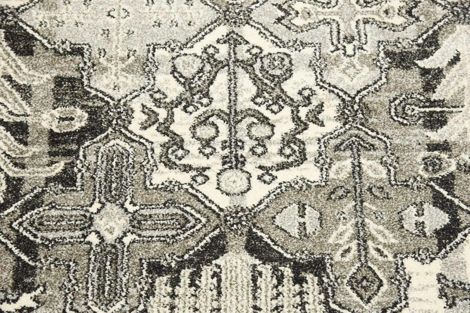 Unique Loom La Jolla Collection Patchwork, Vintage, Farmhouse, Contemporary Area Rug (3' 3 x 3' 3 Round, Ivory/Gray)