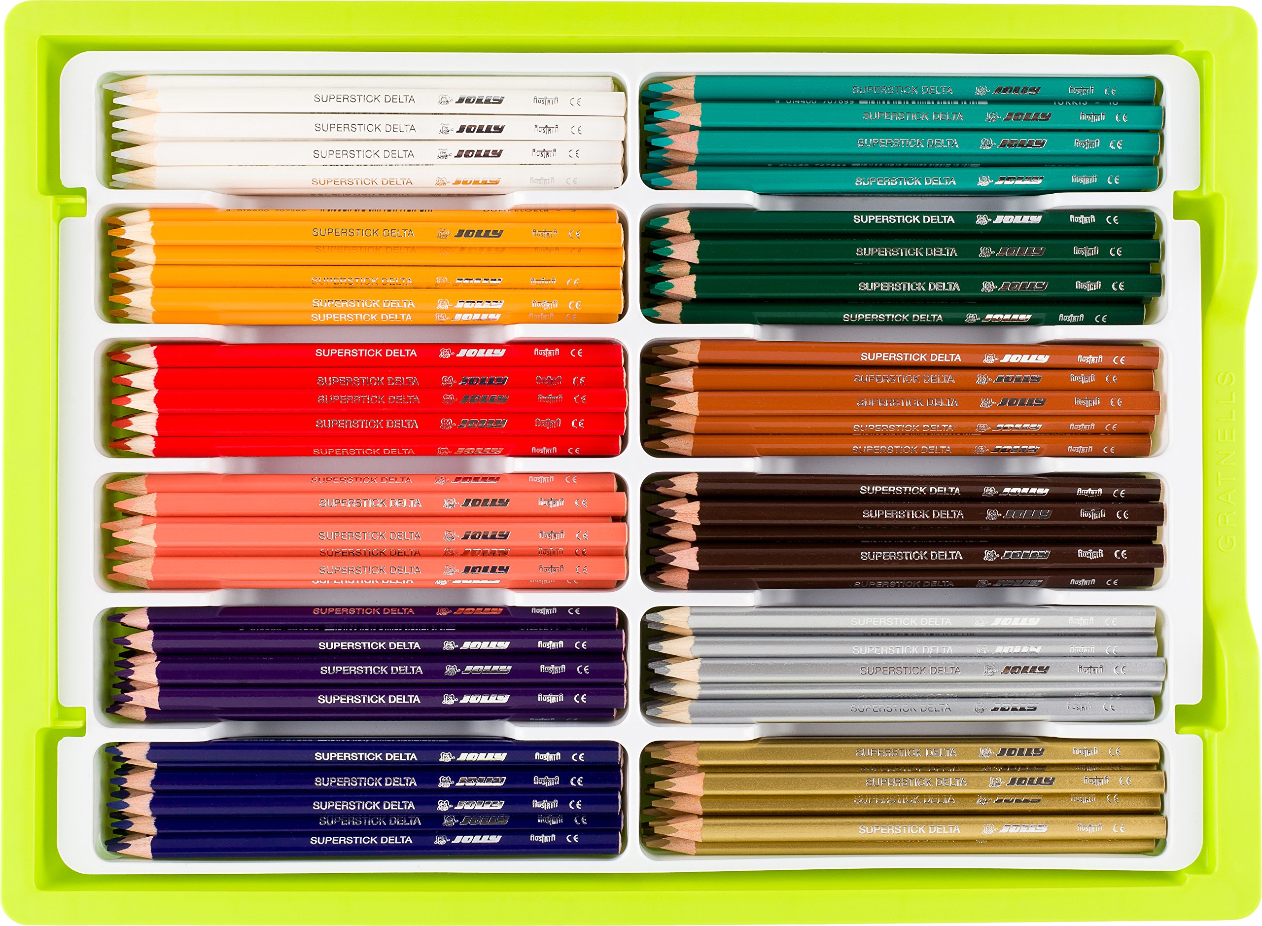 JOLLY Supersticks Delta Big Box, Penne Triangolari Infrangibili, 240 Pezzi, 12 Colori Complementari, Multicolore, 0.3mm, 0.5mm, 0.7mm, Pittura e Disegno, Bambino e Adulto, Unisex, Made in Austria