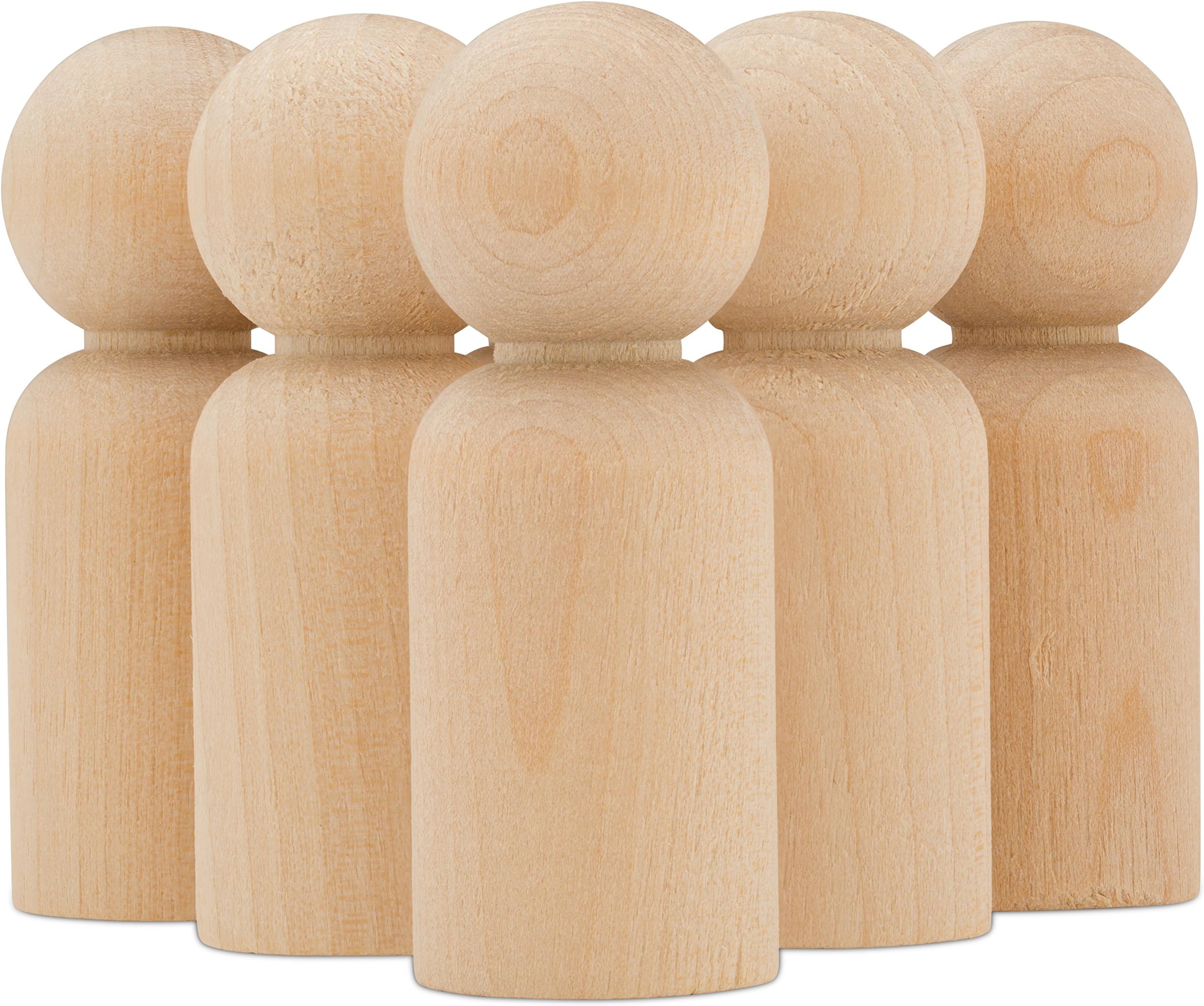 Wood Peg Dolls Unfinished 2-3/8 inch, Pack of 50 Birch Wooden Dad Dolls for Peg People Crafts and Small World Play