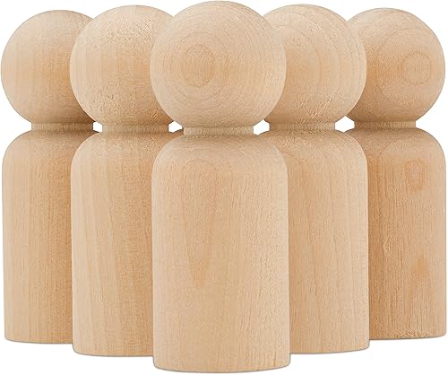 Miniatura 10 de Muñecas de madera con forma de papá grande de 3.5 pulgadas, paquete de 25 muñecas de madera para jugar, figuras de madera de abedul fuerte, sin