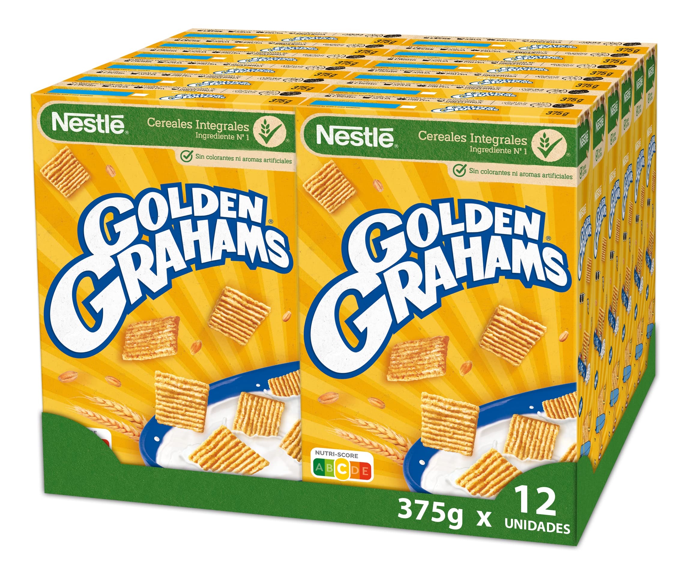 Cereales Nestlé Golden Grahams, Cereales de trigo y maíz, 12 x 375 g