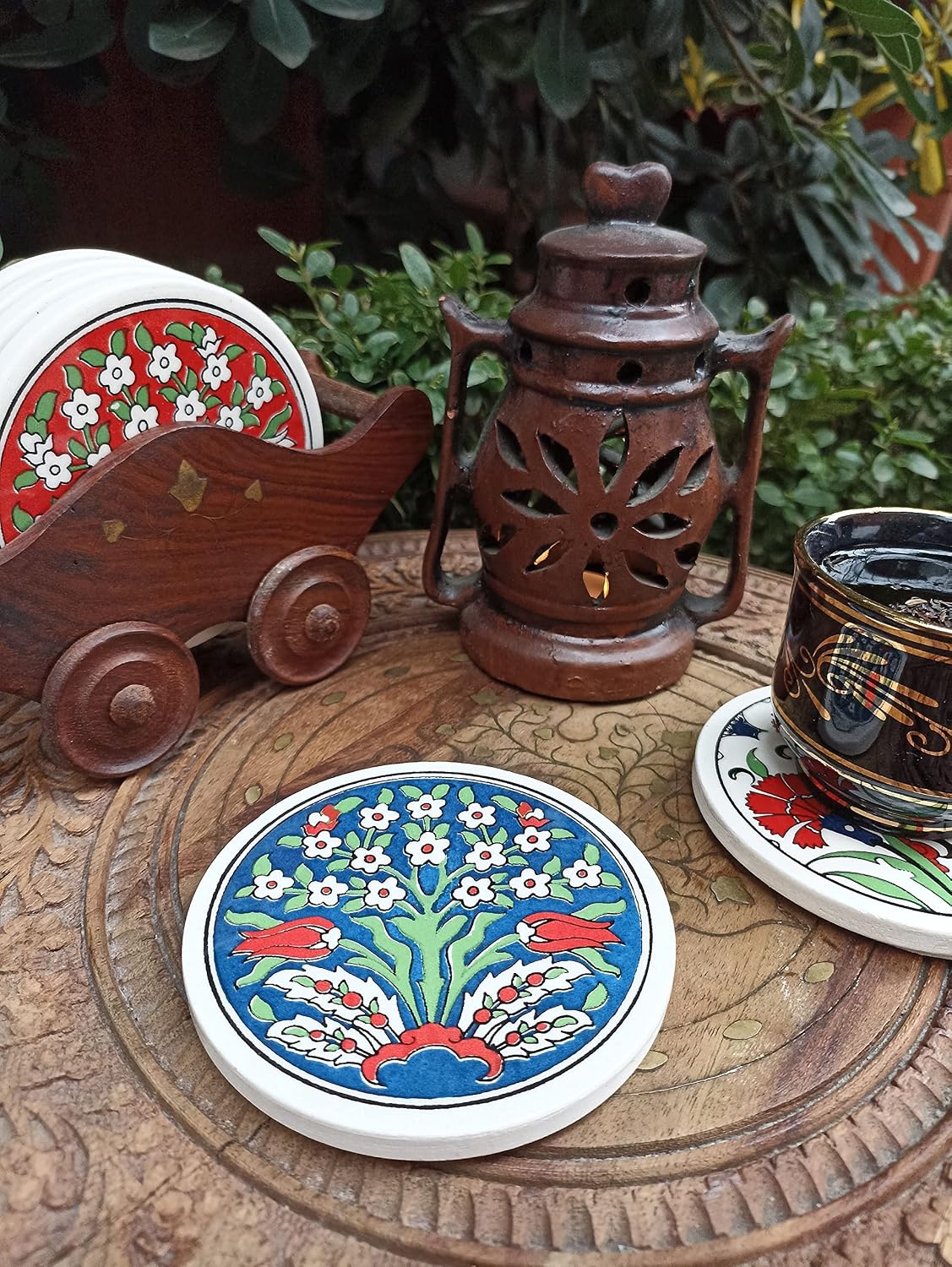 Ceramic Coaster for Hot Dishes, Turkish Tile, Cooking Trivets, Teapot Trivet, Placemat for Kitchen Counter, Coaster for pot, Non Slip