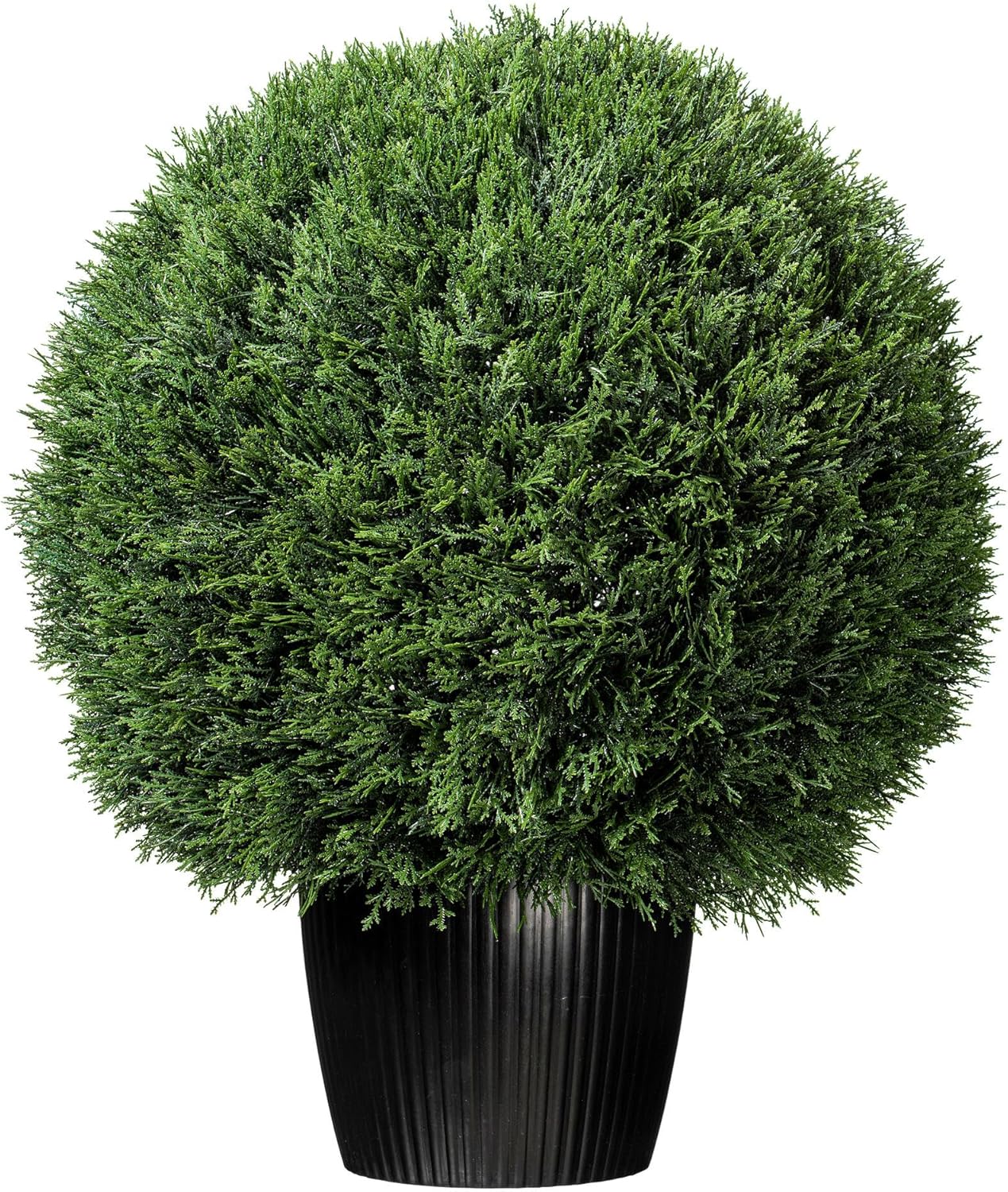 Vickerman Everyday 24" Artificial Silk Cedar Topiary Ball - UV Resistant Indoor Outdoor - Potted Natural Green - Home Patio Tabletop Faux Bush Decoration