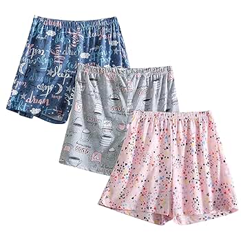 PNAEONG 3 Pack: Womens Pajamas Shorts Set Soft Elastic Waist