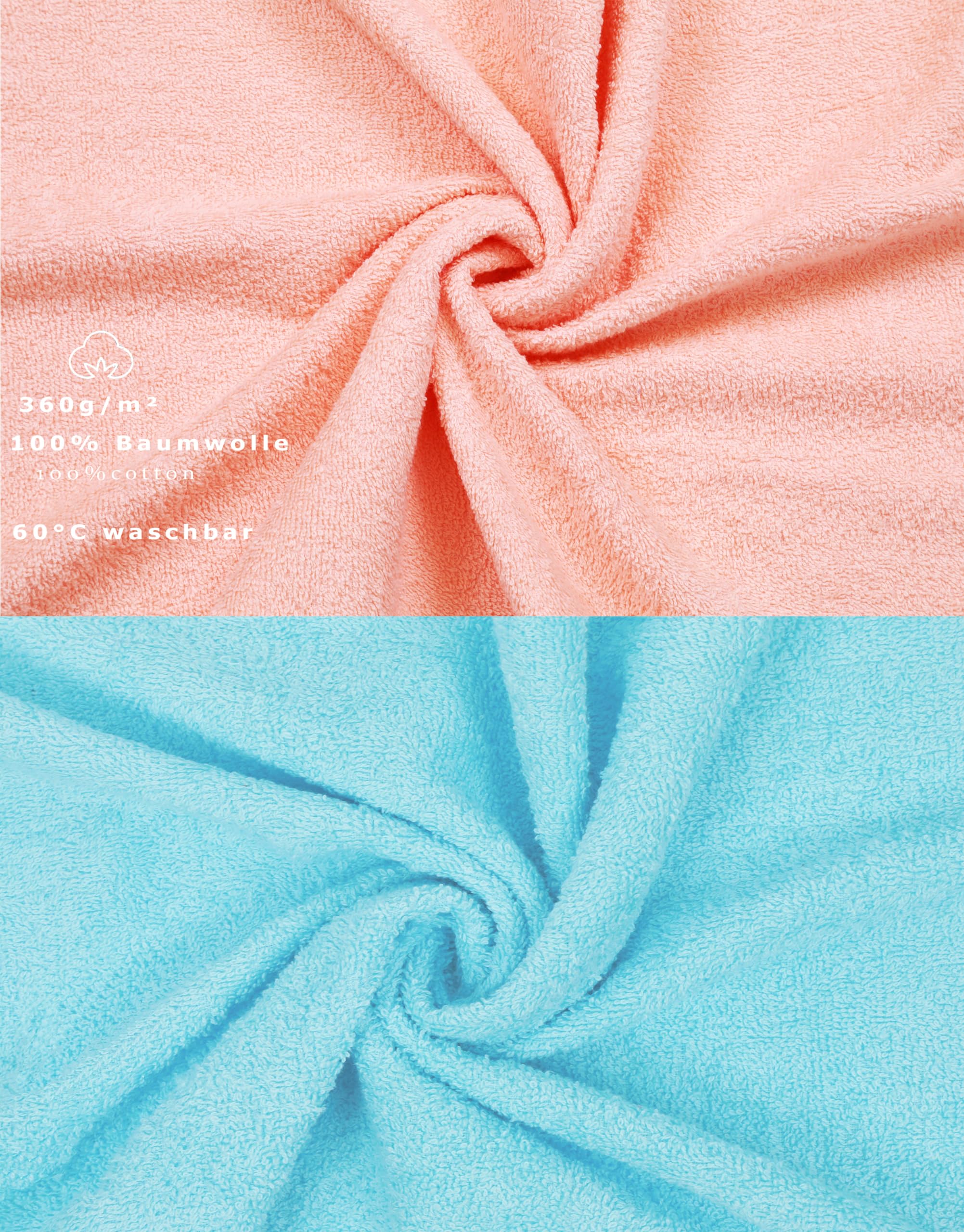 Betz Set di 12 asciugamani 50 x 100 cm Palermo, 100% cotone, colore albicocca e turchese