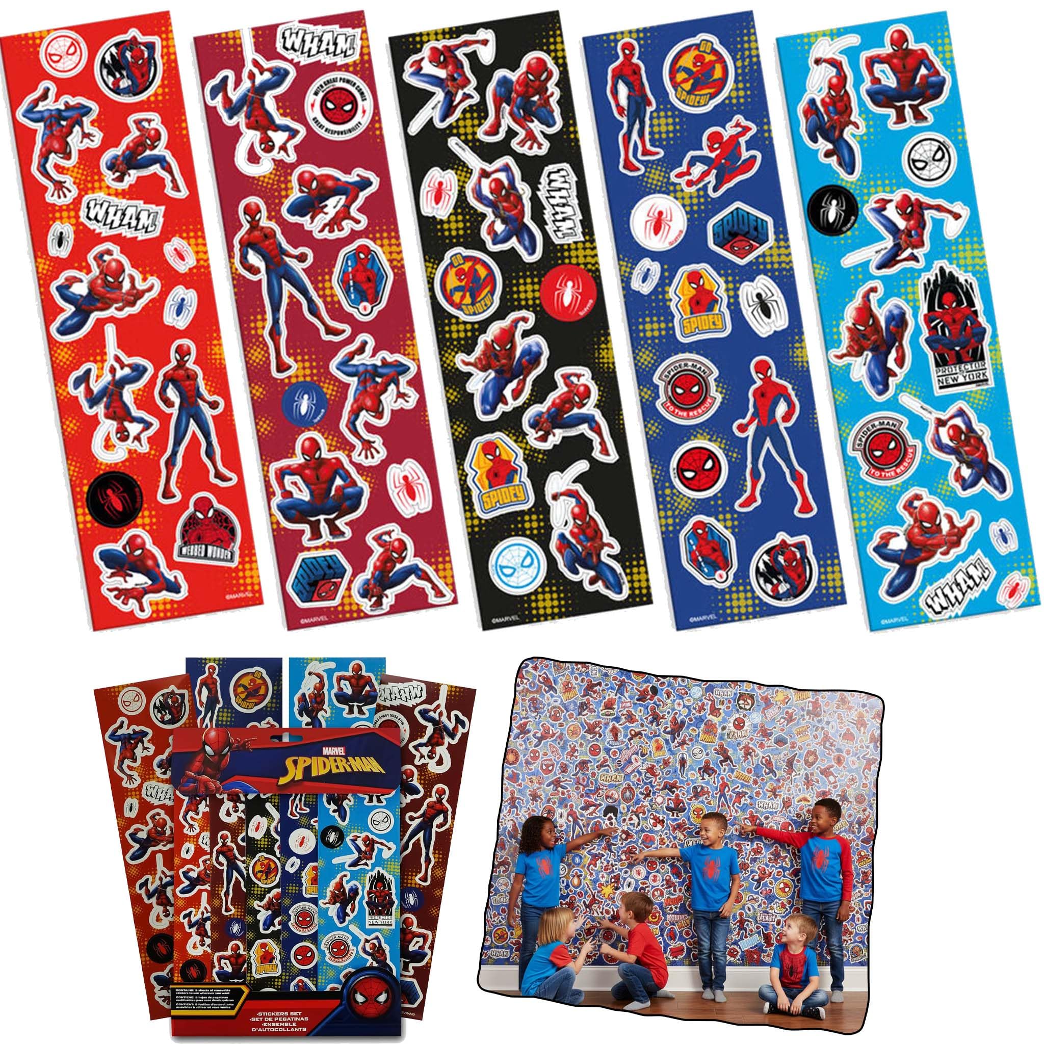 5X Spiderman Window Stickers | 65 Reusable PVC Clings for Glass, Doors & Mirrors | Removable Decorations for Home, Shop, Office & Party | Gifts for Children & Toddlers