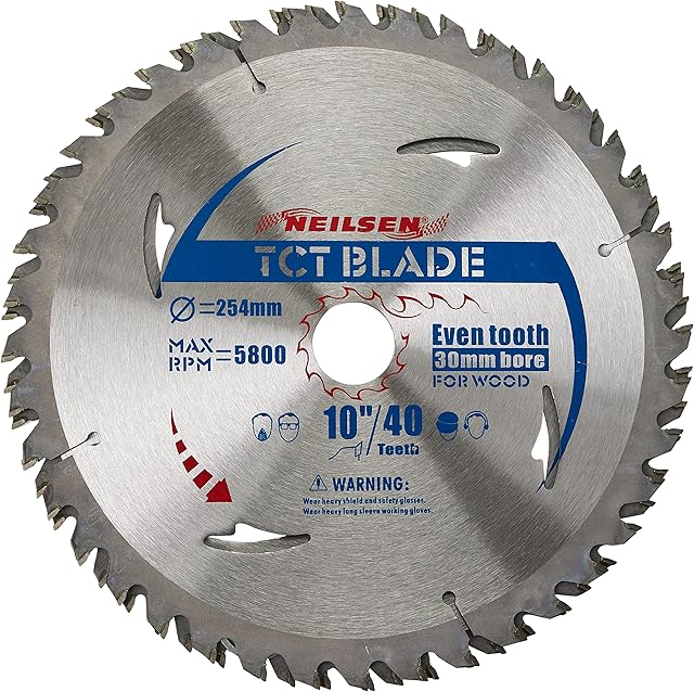 neilsen CT2521 254 mm 40/60 Teeth TCT Circular Saw Blades - Silver