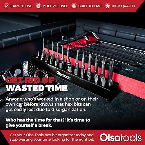 Miniatura 10 de Olsa Tools Organizador de brocas hexagonales con base magnética, soporte verde para taladro, manipulación y brocas especiales, solución de