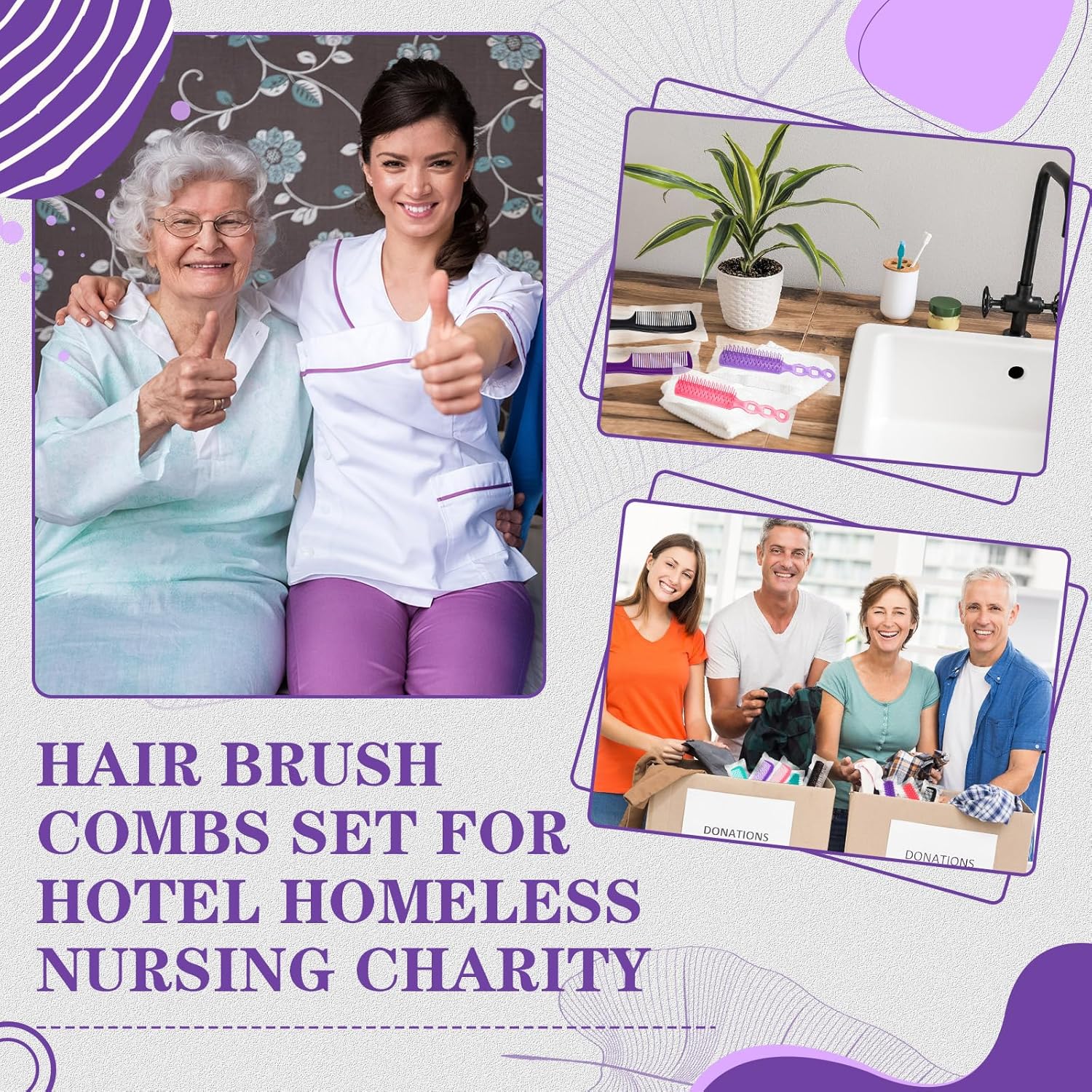 SiliFine 96 Pcs Bulk Hair Brush Combs for Homeless Individually Wrapped Hair Brush and Comb Set for Women Hotel Nursing Charity Travel(Multicolor)