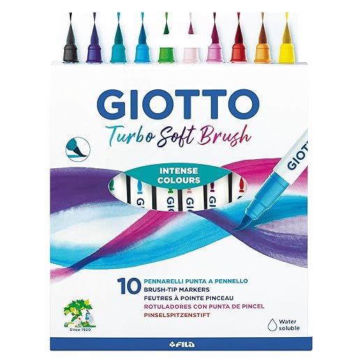 Rotulador Giotto Turbo Soft Brush Punta De Pincel Caja De 10 Unidades Colores Surtidos