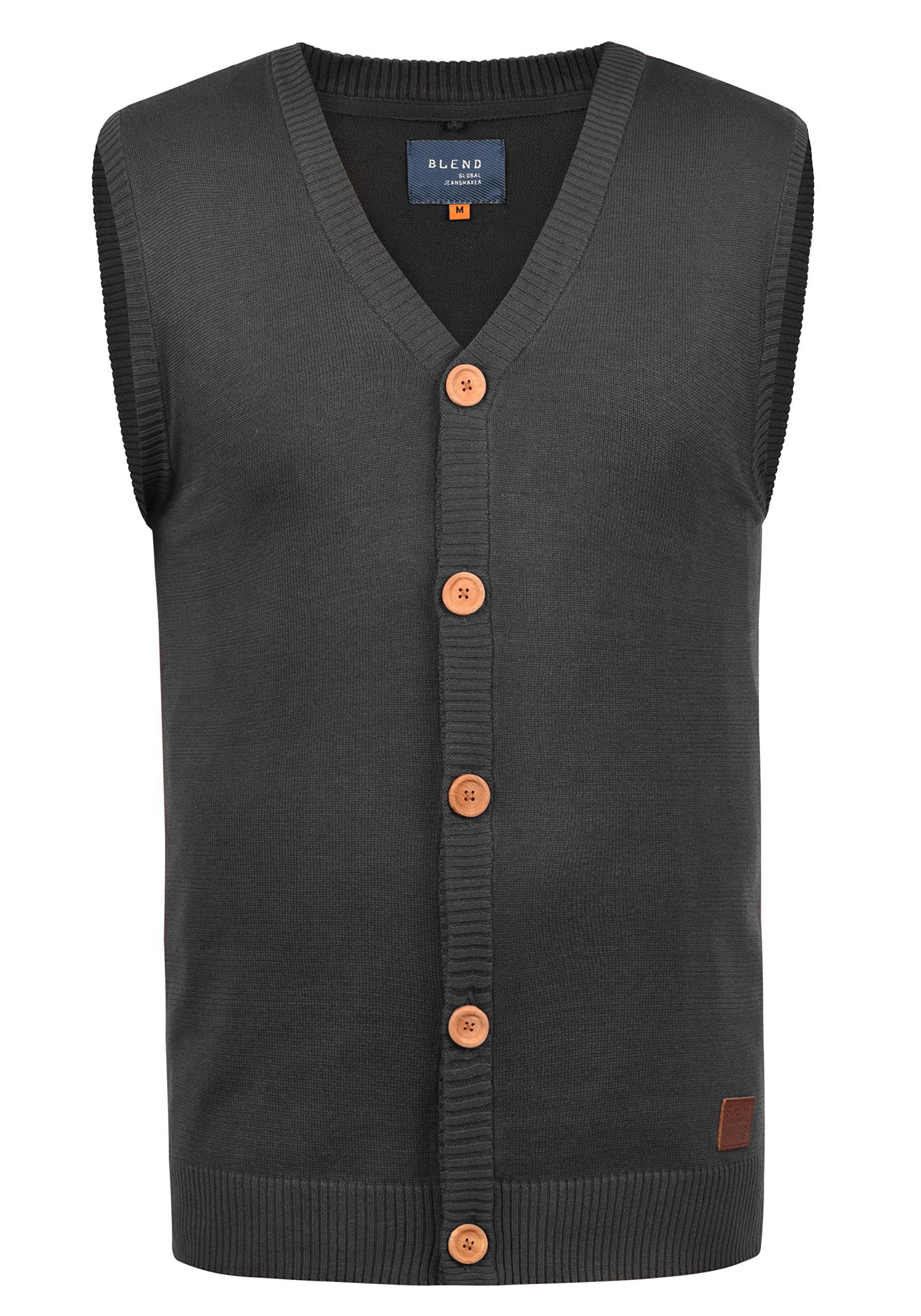 B Blend Men's Charcoal (70818) Blend Lennardo Sweater Vest Sleeveless Knit Pullover With V-Neck, Size:m, Colour: