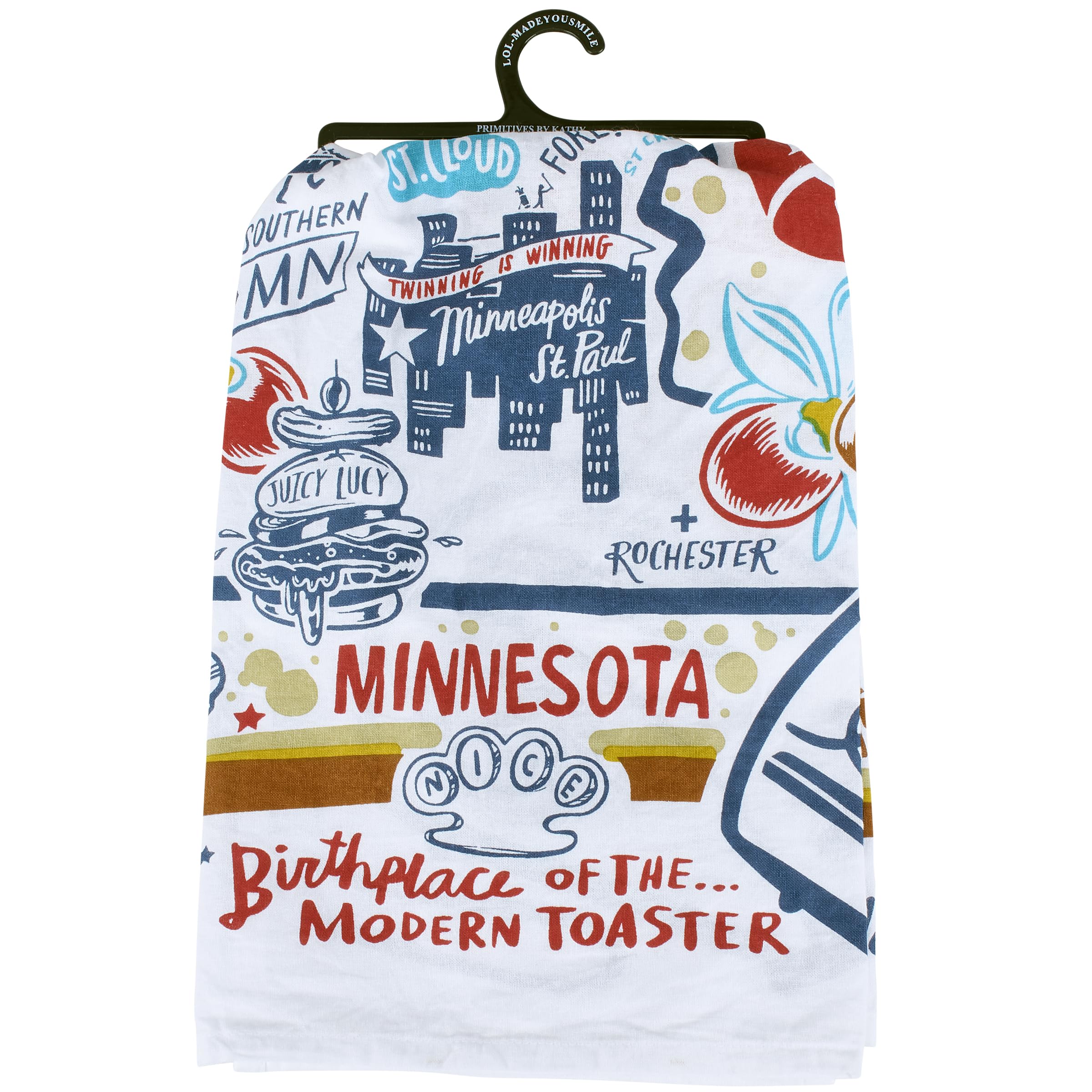 Primitives by Kathy 30533 LOL Made You Smile Dish Towel, Minnesota