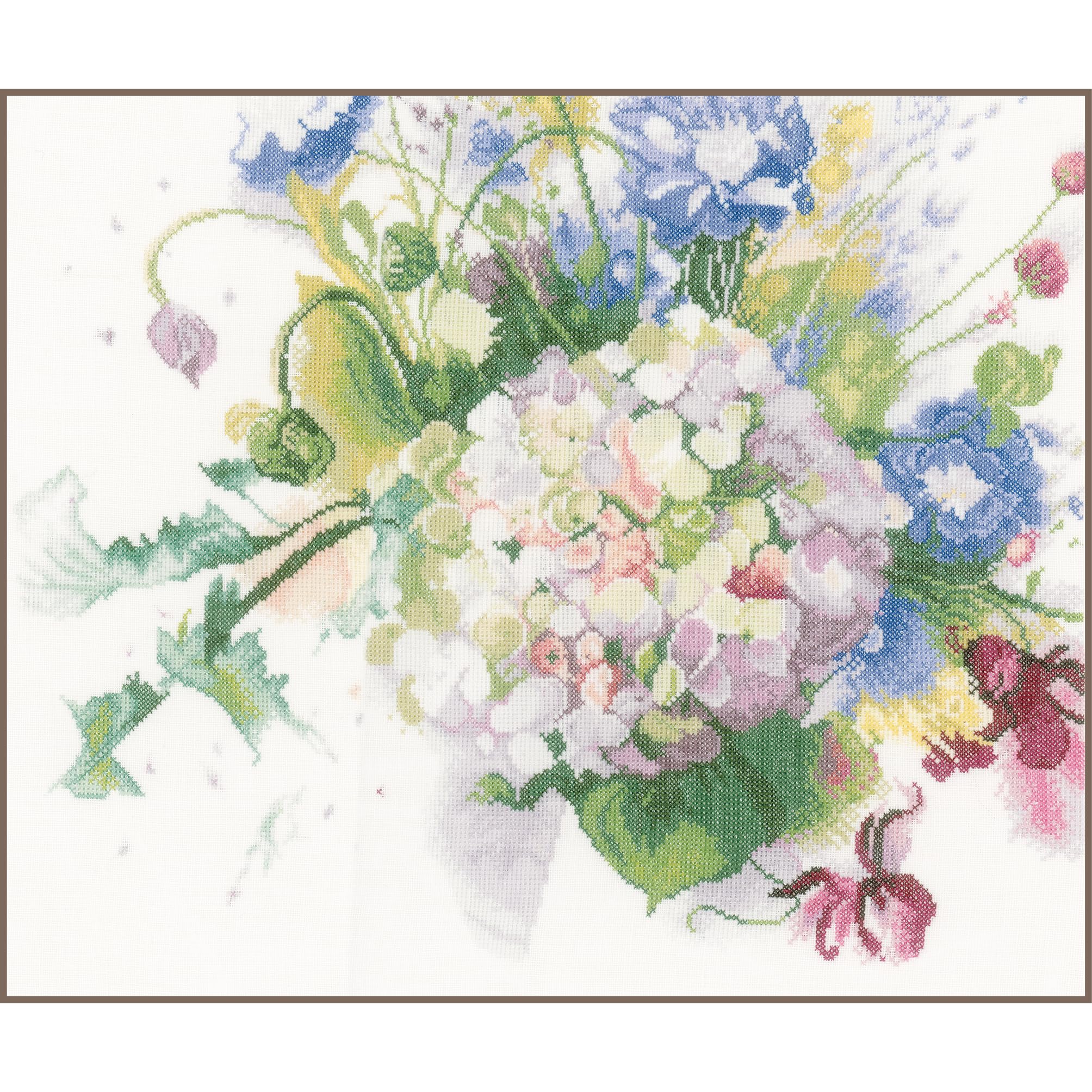 Lanarte Kreuzstich-Set Gezählter Kreuzstich – Hortensien, 40 x 33 cm