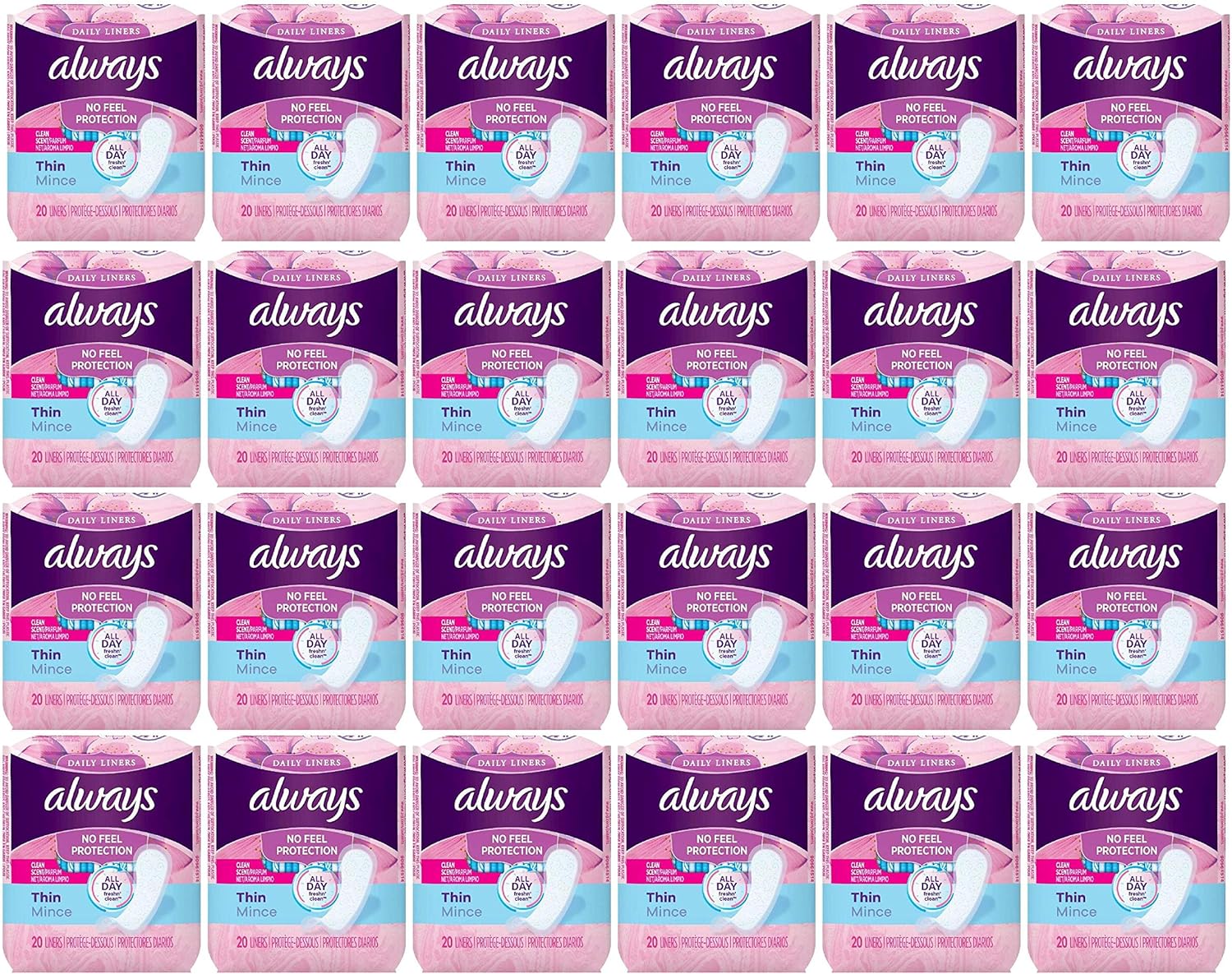 Always Thin Pantiliners - scented - 20 pack (Case of 24)