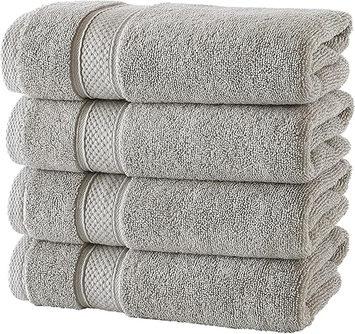 Nova Luxury Linen - Juego de toallas turcas de calidad de hotel para baño (juego de 4 toallas de manos, color gris (Mirage Grey))