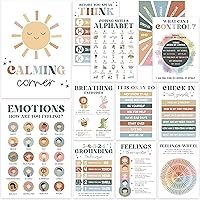 Vista 7 de 12 pósteres relajantes para el aula de esquina (10 x 14) – Tabla de ruedas de sentimientos y póster de emociones para niños, suministros de esquina