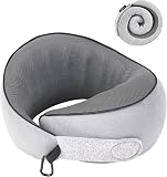 Amazon product image of Travel Neck Pillow Airplane Neck Support Ergonomic Design for Traveling | 100% Pure Memory Foam Suitable for Airplanes,Offices and Cars, Grey, Standard, C-Shape