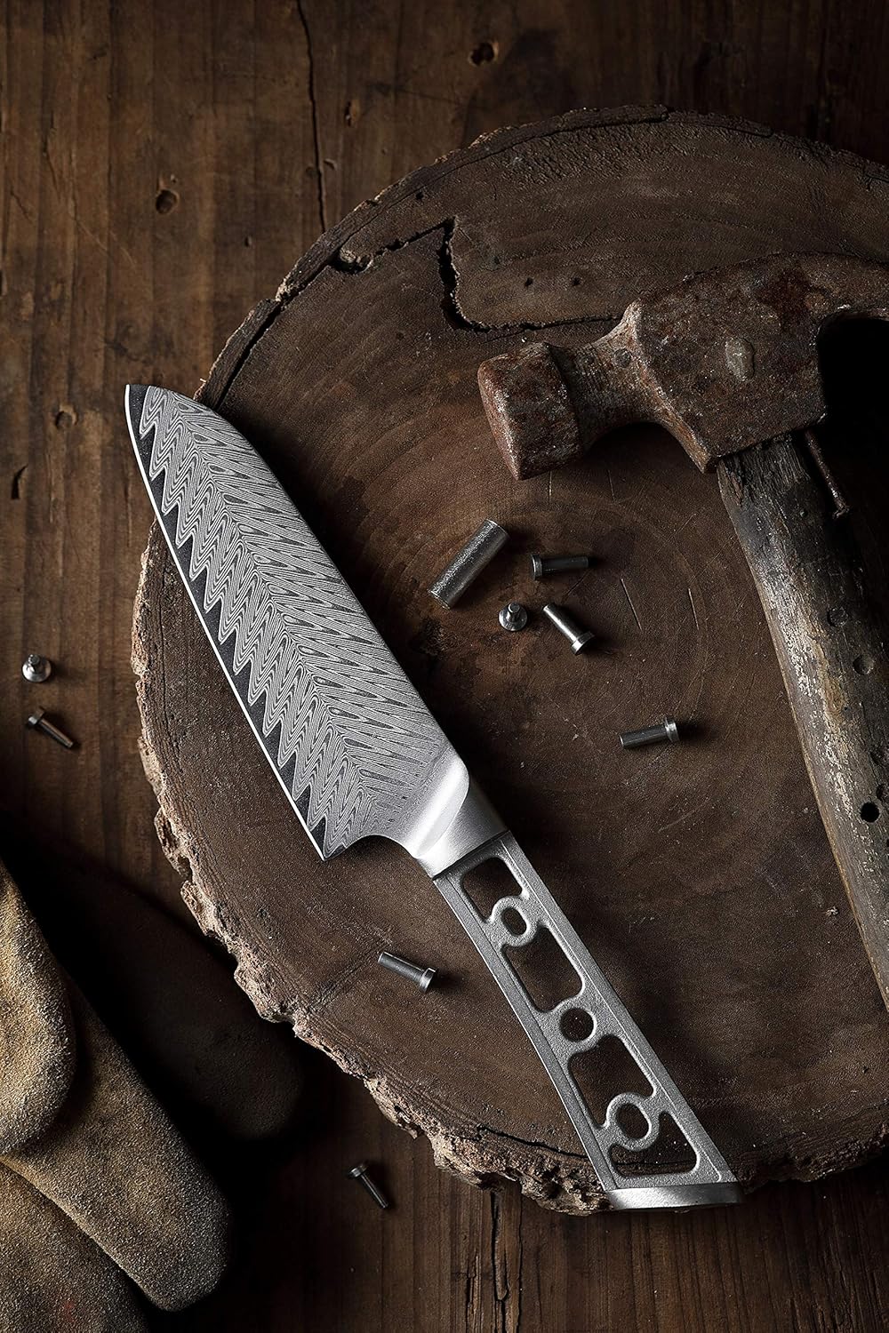 KATSURA Woodworking Project Kit – Santoku Knife Blank – 5 Inch with 40mm wide blade – Thunder-X Series – Japanese Premium 67 Layers Damascus AUS 10 Steel – NO LOGO