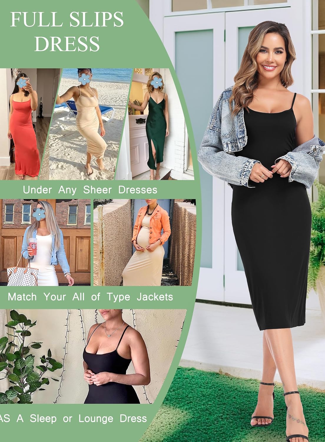 Lovasy Women's Full Slip for Under Dresses Cami Slip Mini Dress Adjustable Straps Basic Long Full Slips Nightgown S-3XL - Image 4