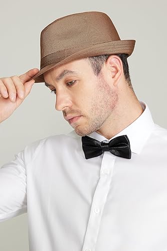 Miniatura 2 de Gionforsy Paquete de 5 sombreros Fedora clásicos de los años 20 para hombre, sombrero de ala corta, sombrero de Panamá para hombres y mujeres (5