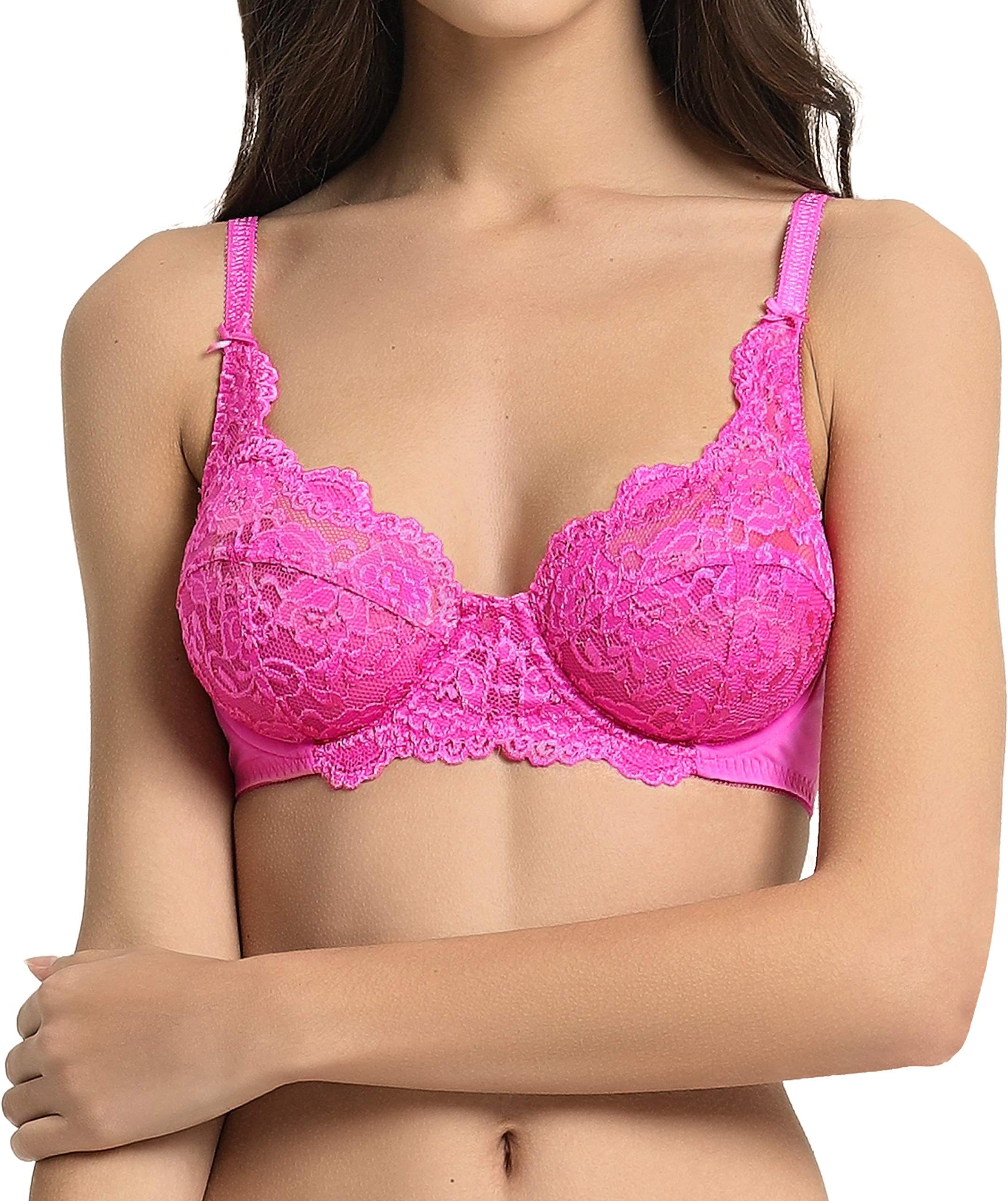 Women’s Bra, Lace Bra, Underwire Unlined Full Coverage Bra, Microfiber
