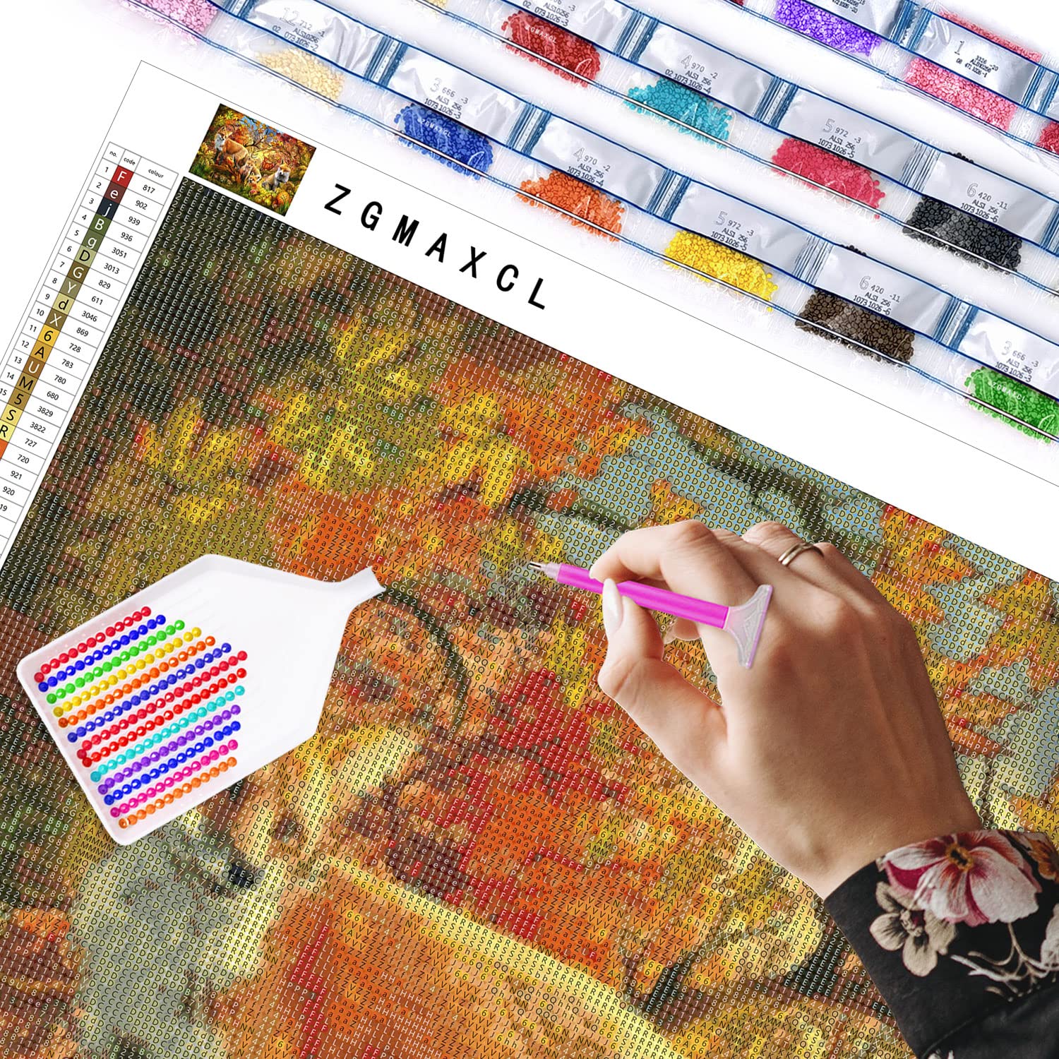 ZGmaxCL Fai da Te 5D Diamond Painting Grandi Dimensioni Volpe Disegni con Diamantini Decorazioni Murali 75x50cm