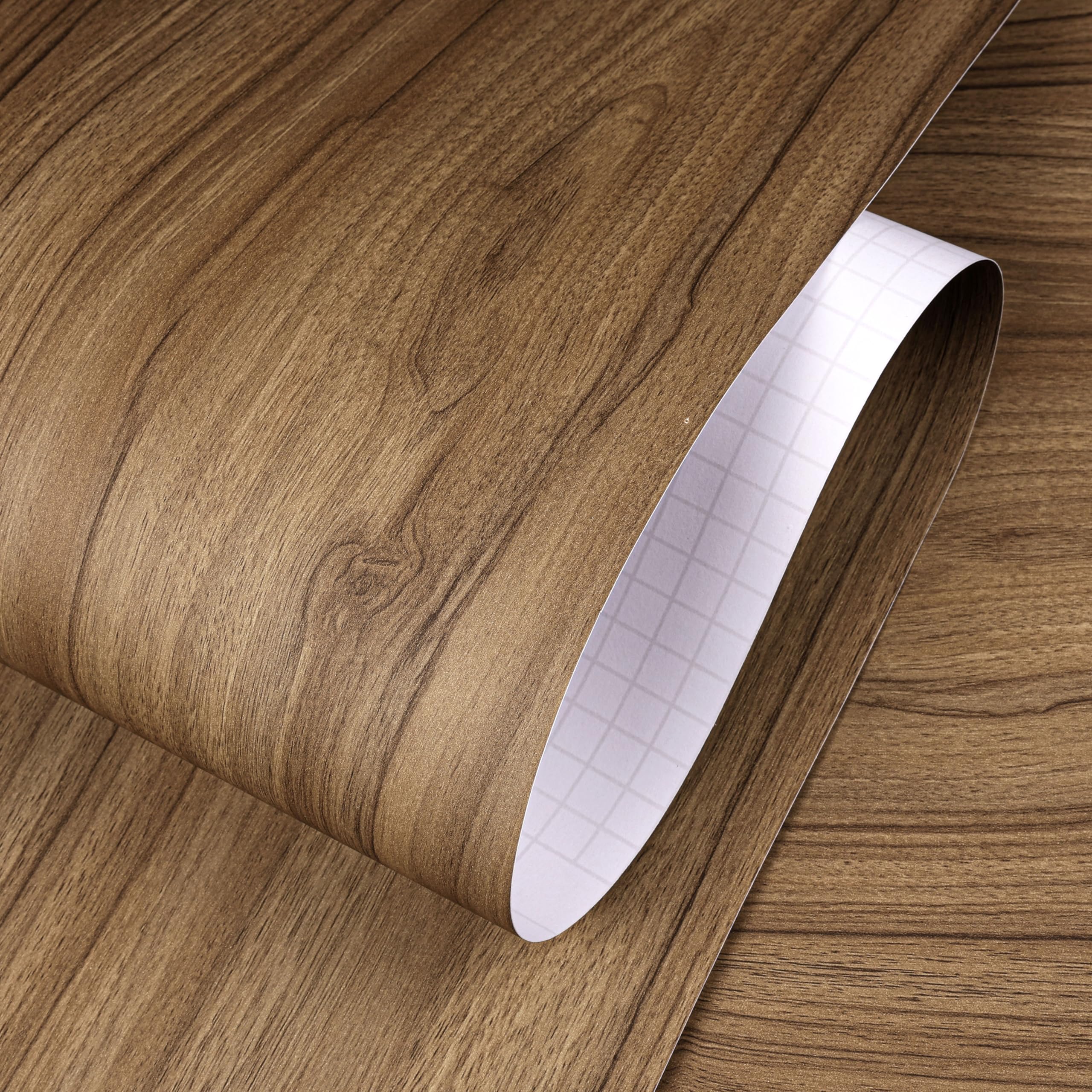 ReWallpaper Papel Autoadhesivo Pared Efecto Madera 60CMx5M Grueso Vinilo Adhesivo Cocina Encimera Vintage Armario Marrón Claro Papel Pintado Madera Roble para Pared Dormitorio Salon
