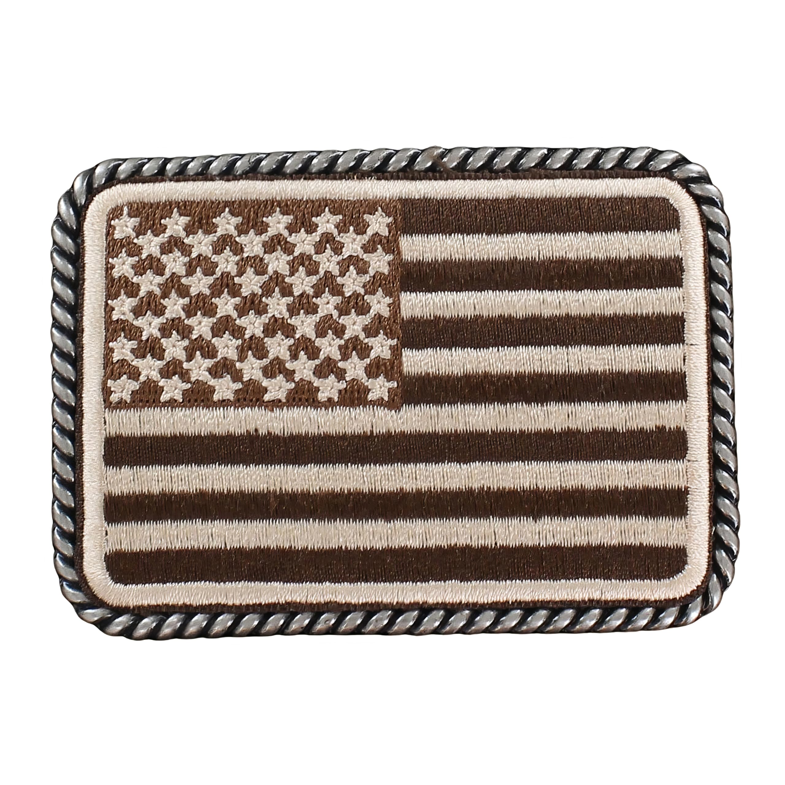 ARIATRectangle Sport Patriot USA Flag Buckle Brown/Cream One Size