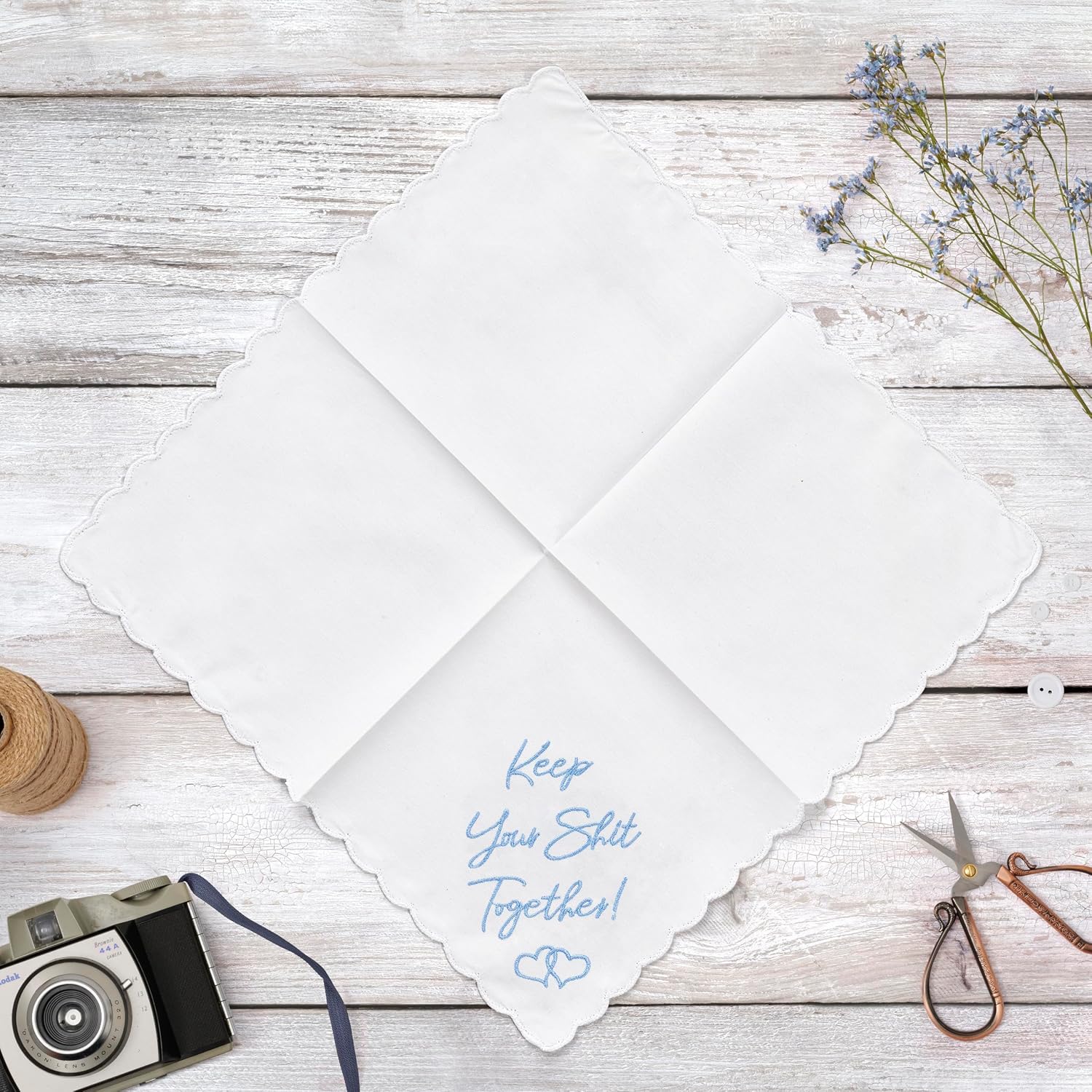 W&F GIFT Wedding Handkerchief - 12" x 12" - Something Blue for Bride on Wedding Day
