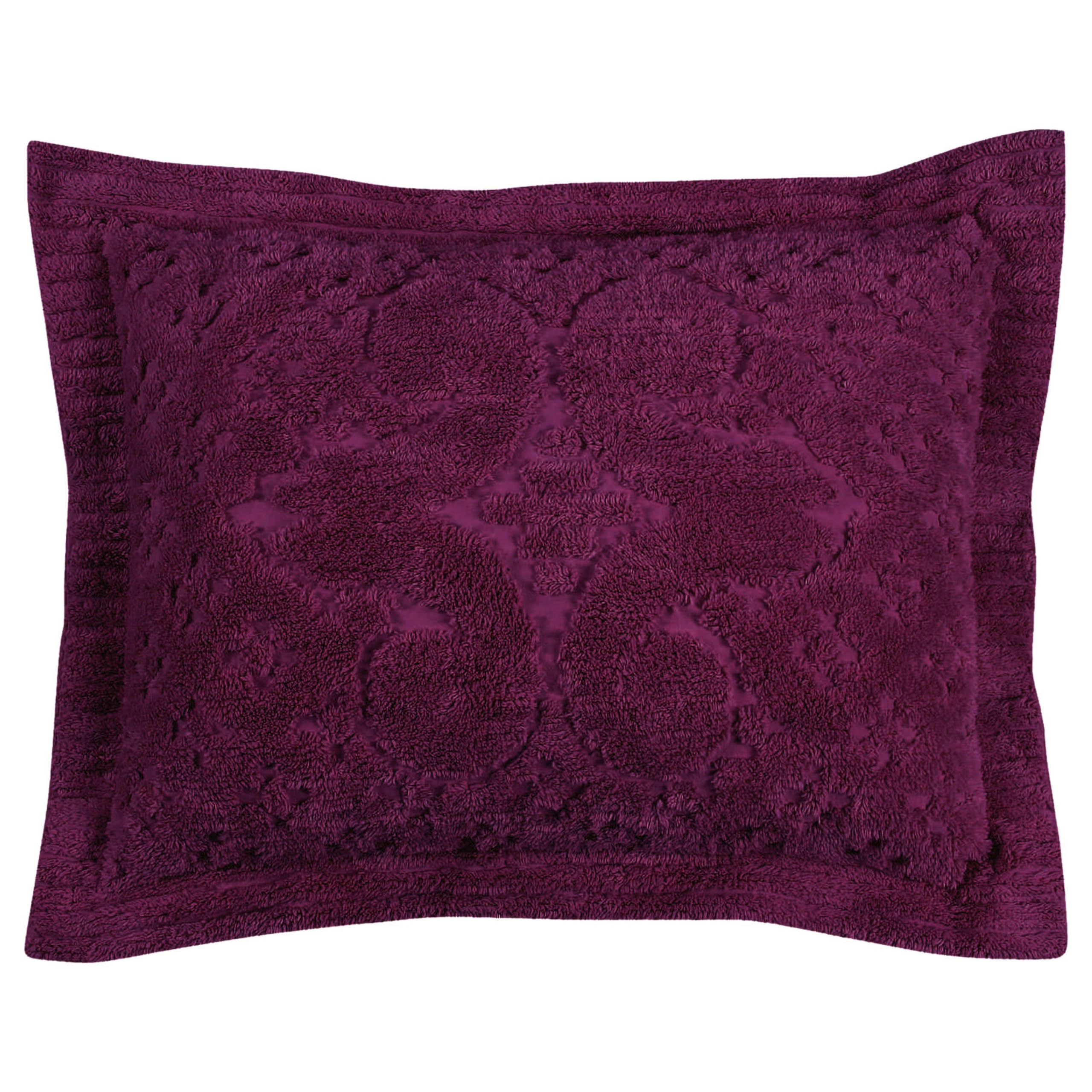 Better Trends Plum Standard Sham 100% Cotton Chenille Bedspread Sham, Soft and Cozy Tufted Tumble Dry (21x27 Std Sham) Ashton Collection