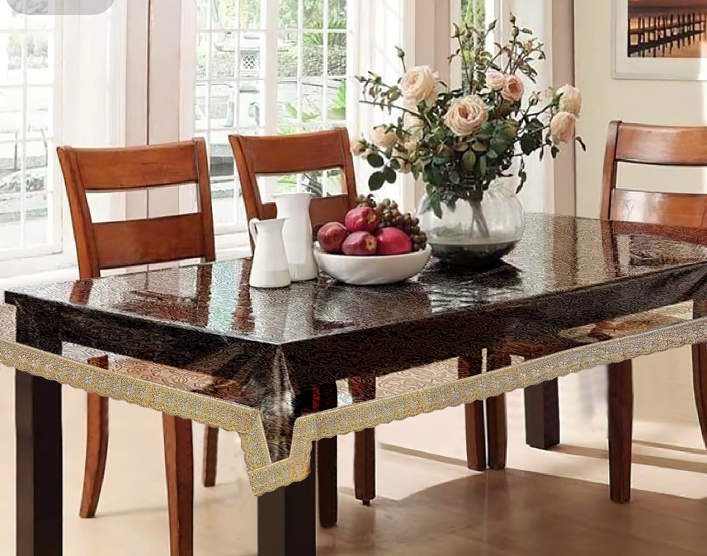 Amazon Brand - Umi Center Table Cover | PVC Silver Lace Center Table Cover | 4 Seater Center Table Cover for Living Room | Hall | CTC | 40X60 inches | Silver-8 (B0CX5J52JR) Amazon Price History, Amazon Price Tracker