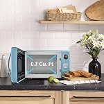 Galanz GLCMKA07BER-07 Four à micro-ondes rétro, LED Éclairage, Conception de poignée de traction, Serrure enfant, Bleu Bebop, 0.7 Cu ft